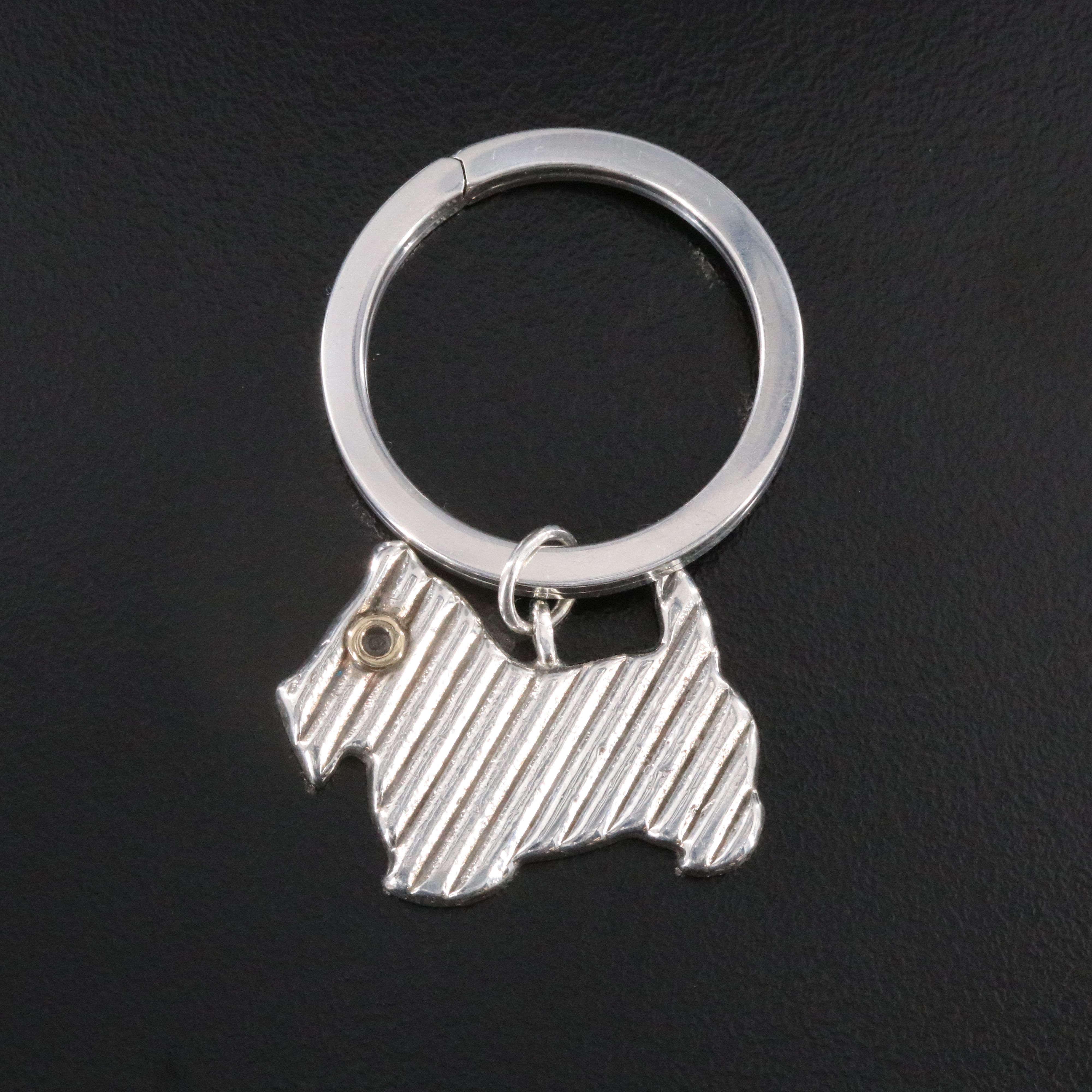Tiffany & Co. Sterling Scottish Terrier Ribbed Keychain