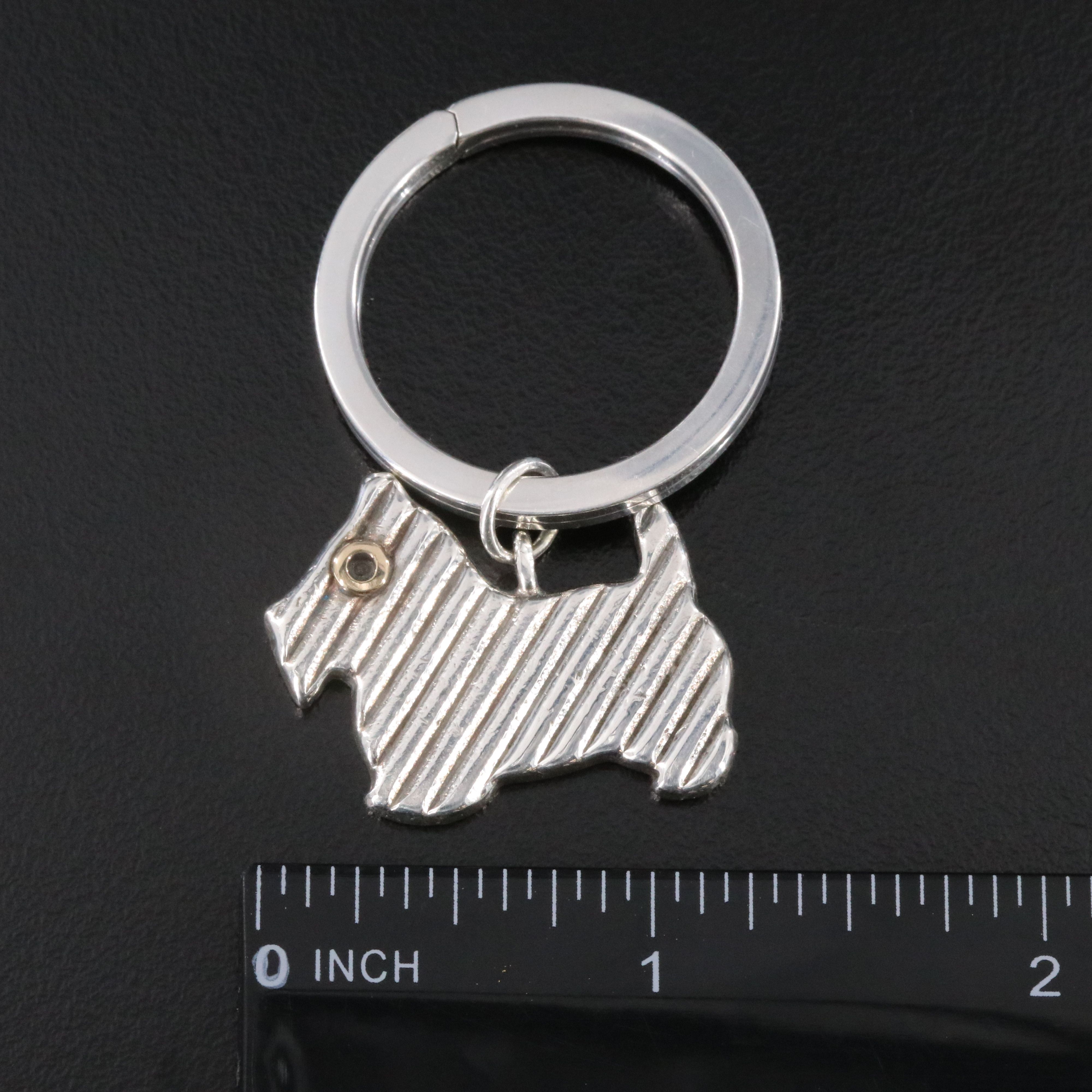 Tiffany & Co. Sterling Scottish Terrier Ribbed Keychain