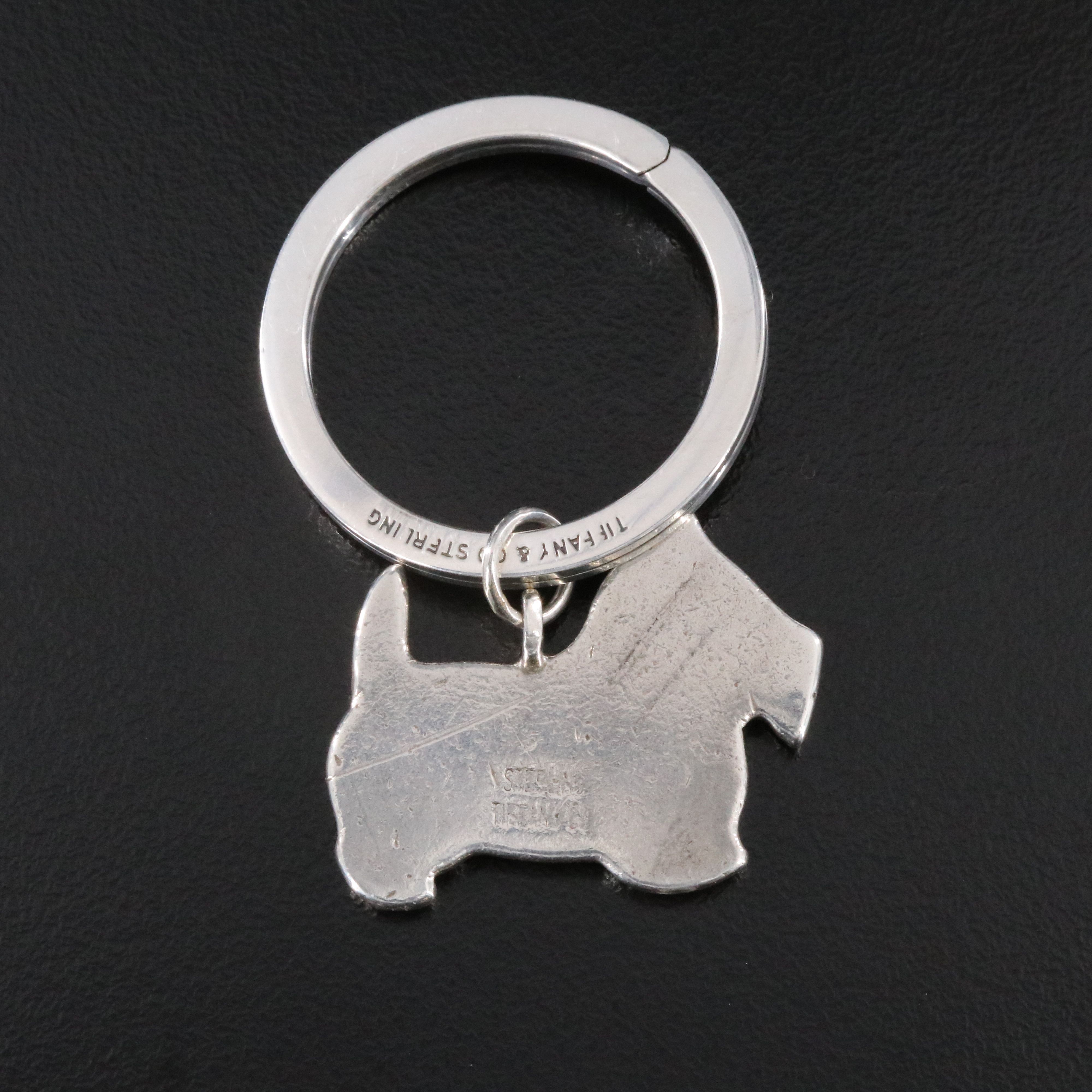 Tiffany & Co. Sterling Scottish Terrier Ribbed Keychain