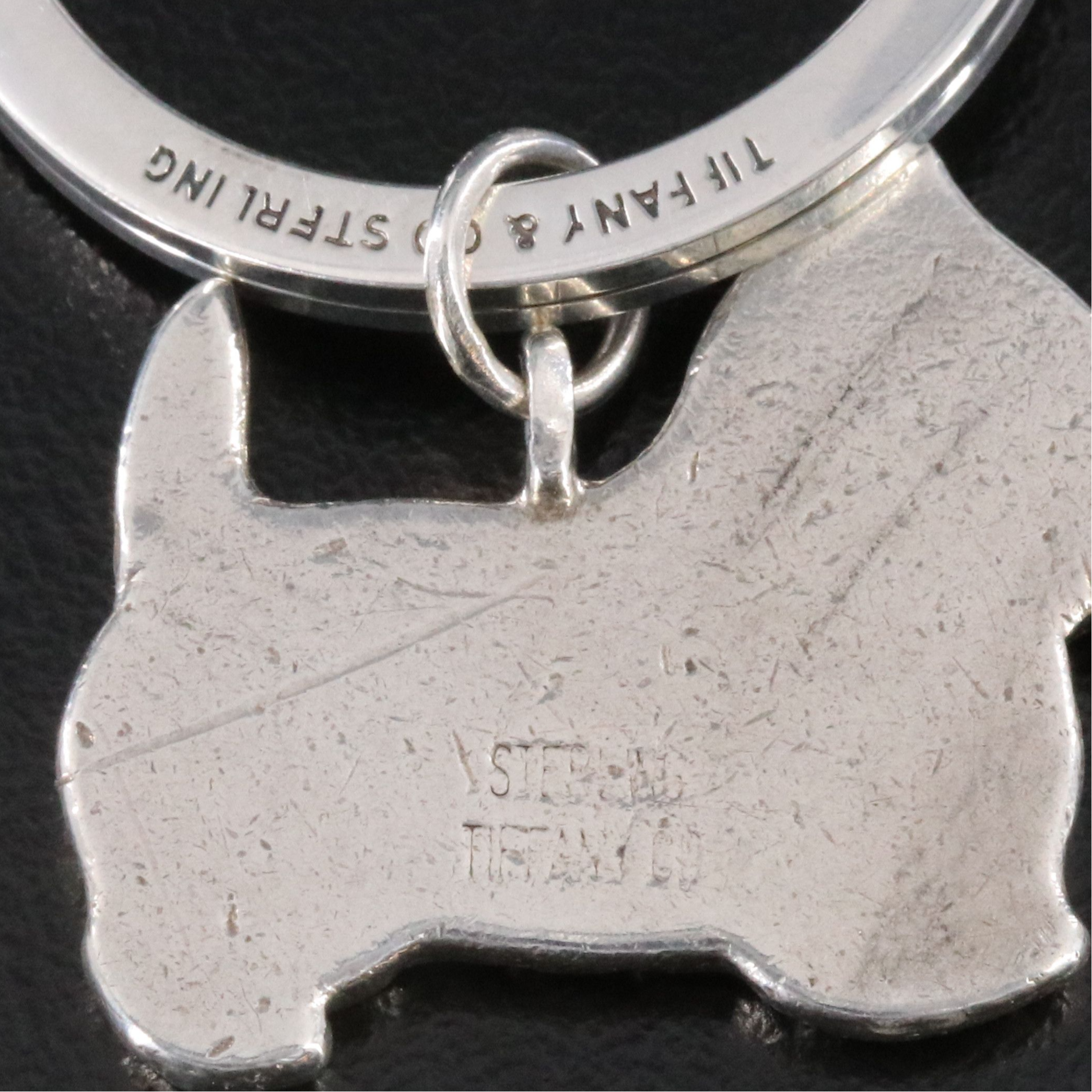 Tiffany & Co. Sterling Scottish Terrier Ribbed Keychain