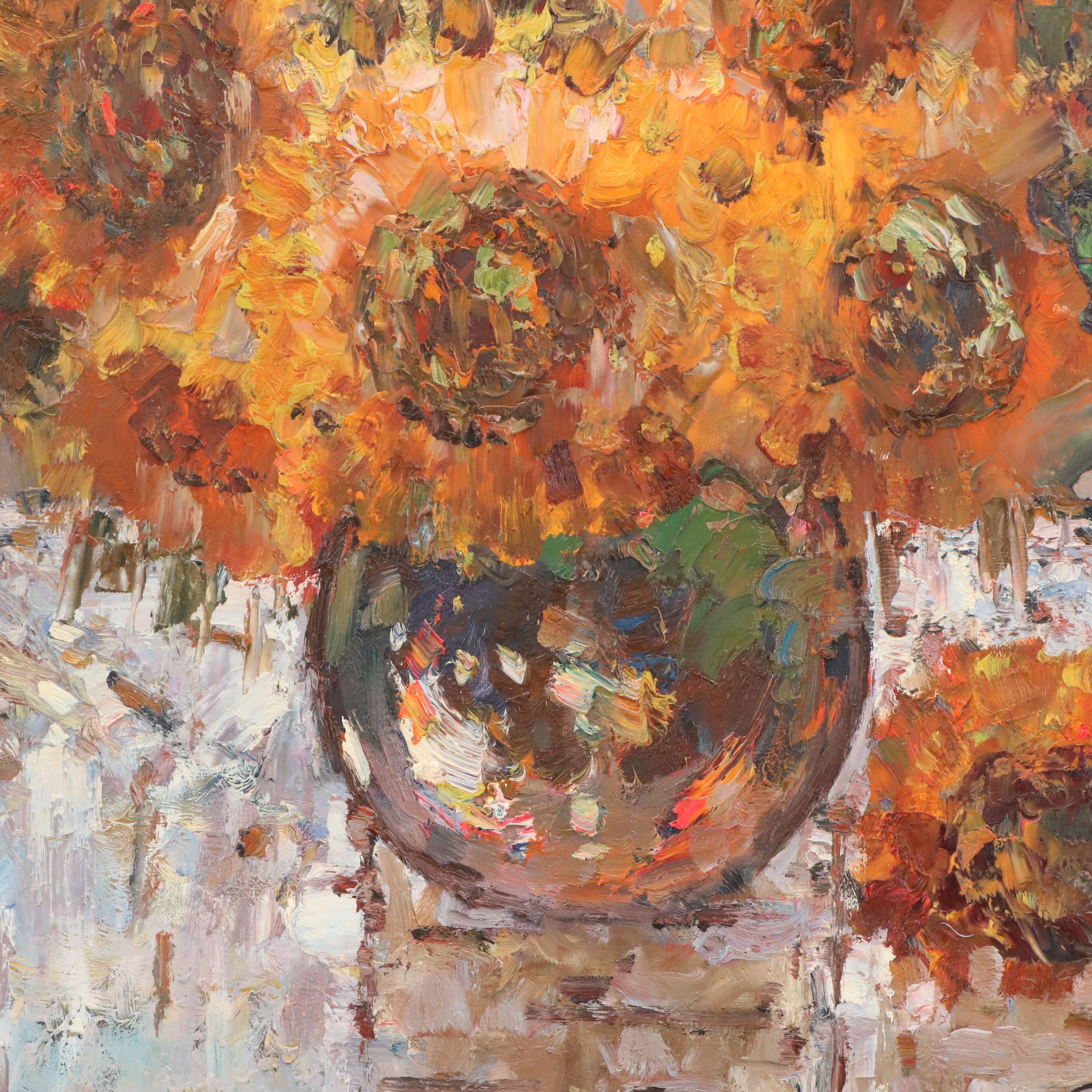 Still Life with Vase of Sunflowers Oil Painting