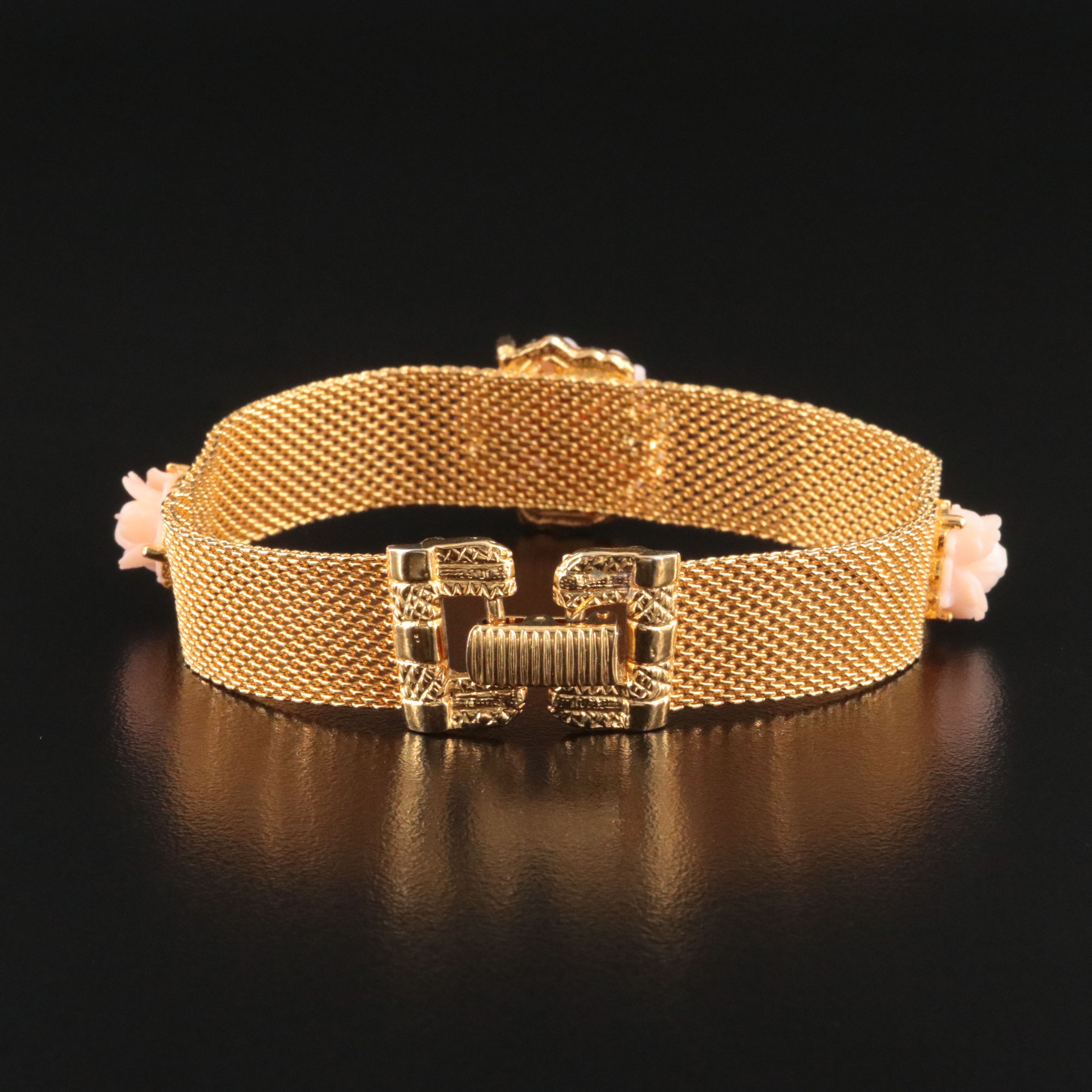 Goldette Mesh Coral Rosette Bracelet