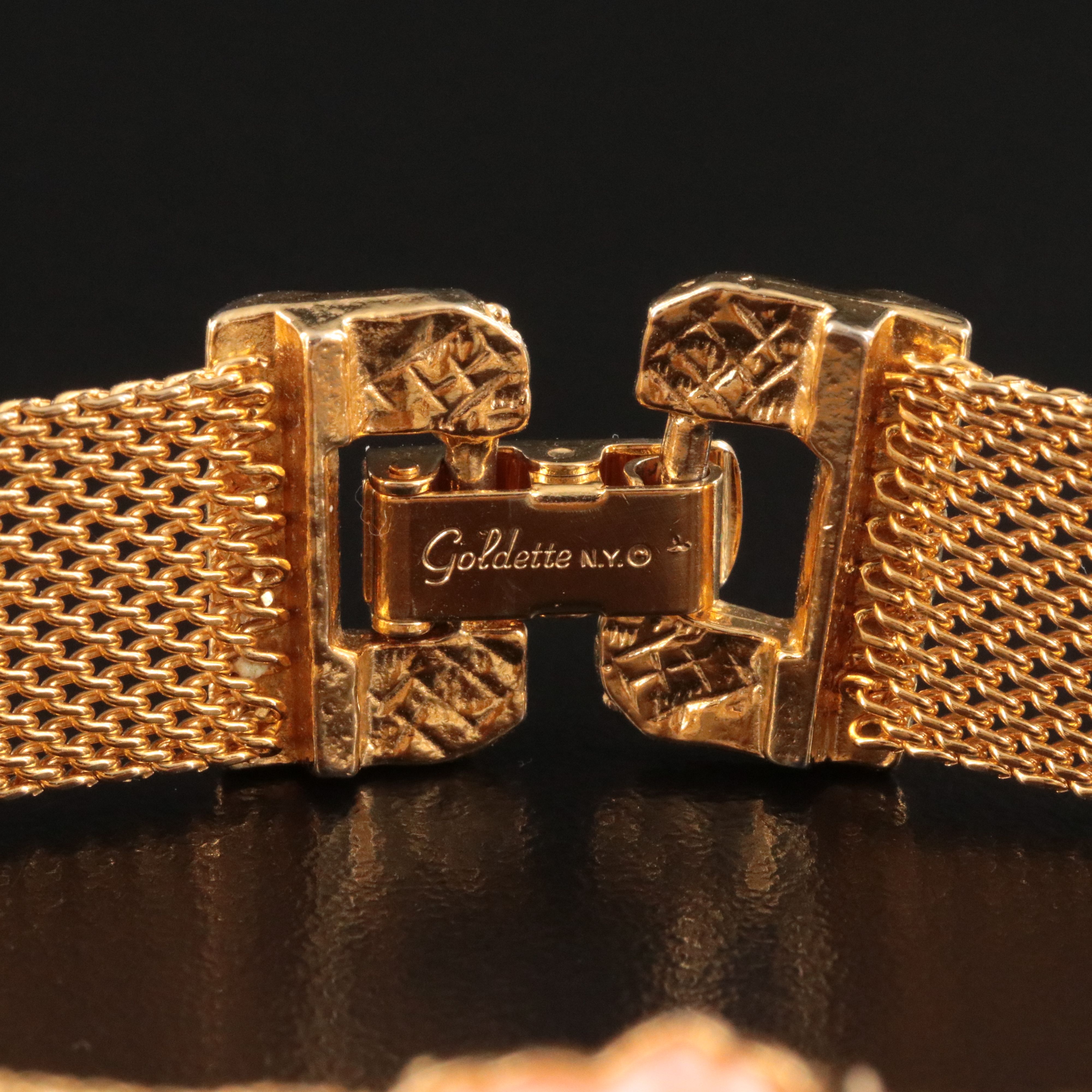 Goldette Mesh Coral Rosette Bracelet