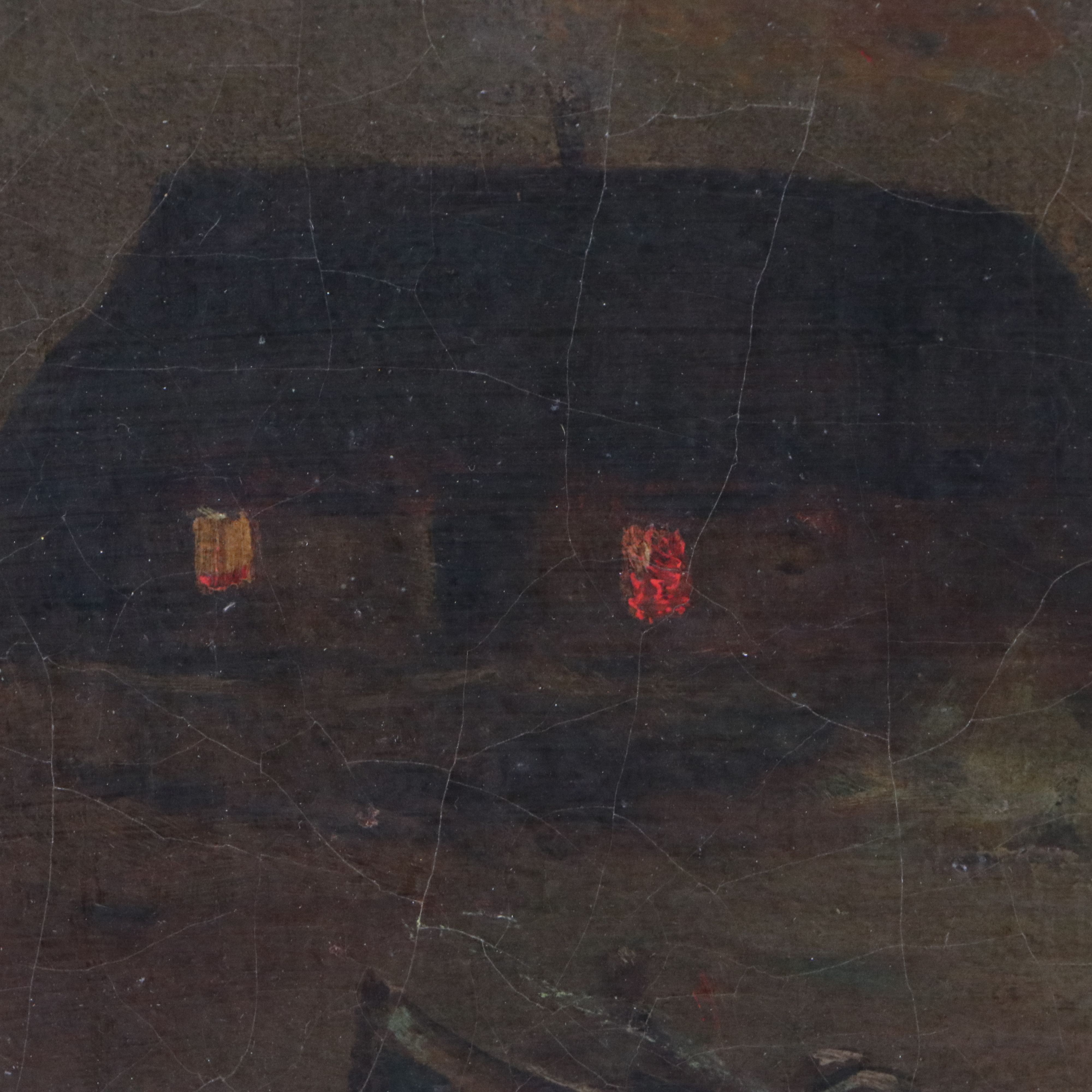 Continental School Nocturne Oil Painting of Coastal Landscape, 19th Century