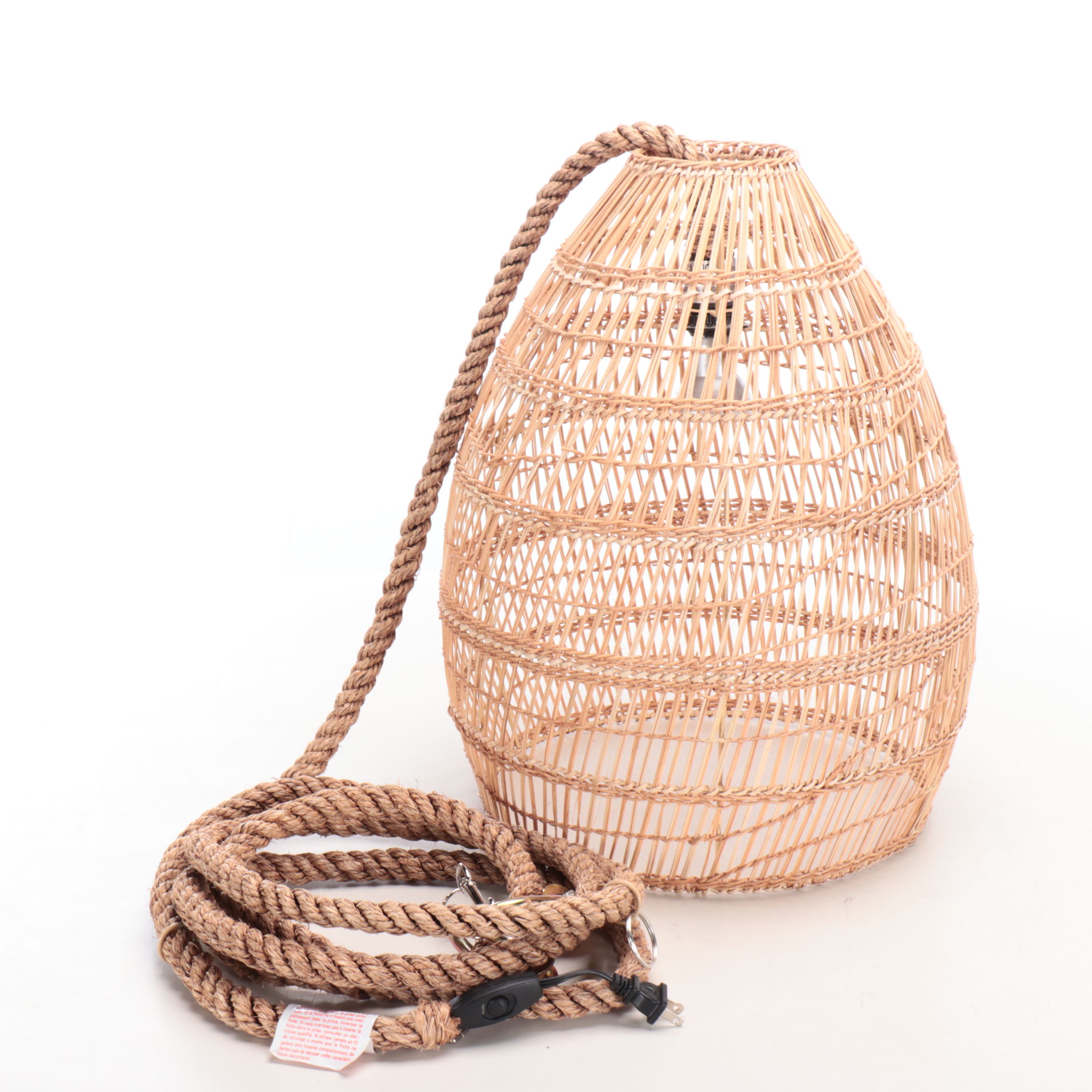 Woven Rattan Dome Pendant Light