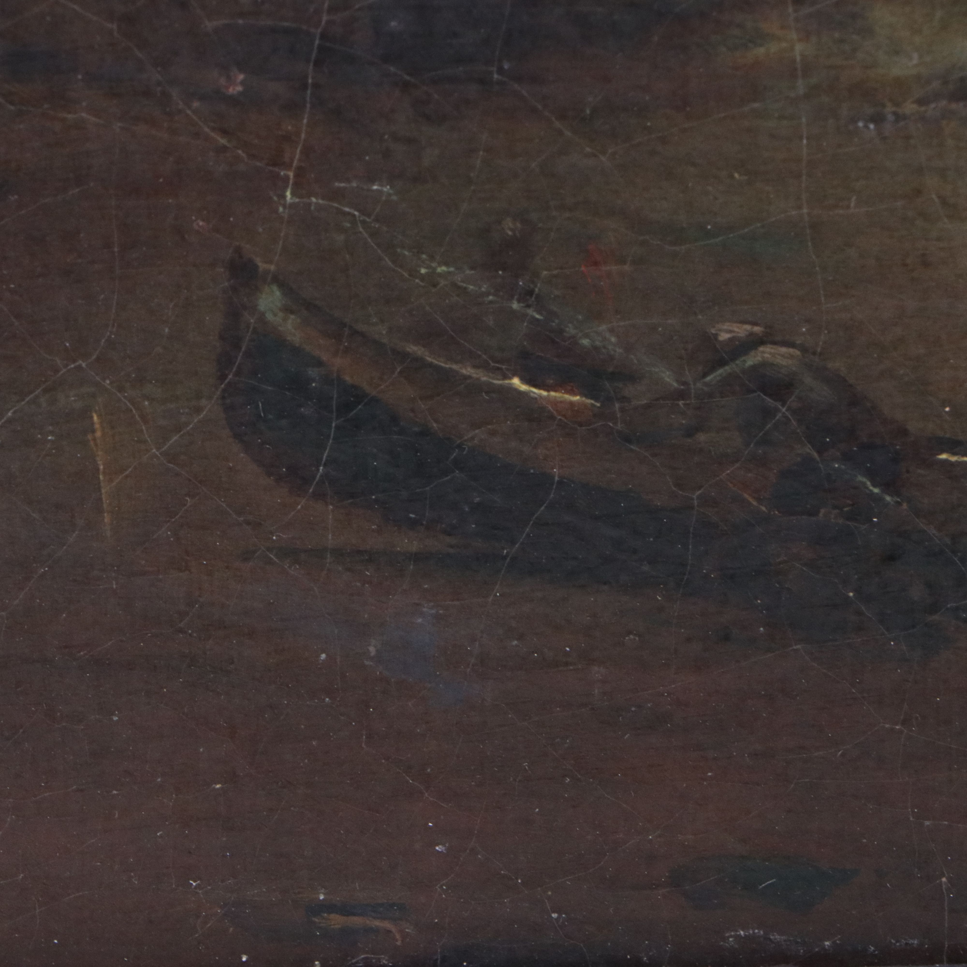 Continental School Nocturne Oil Painting of Coastal Landscape, 19th Century