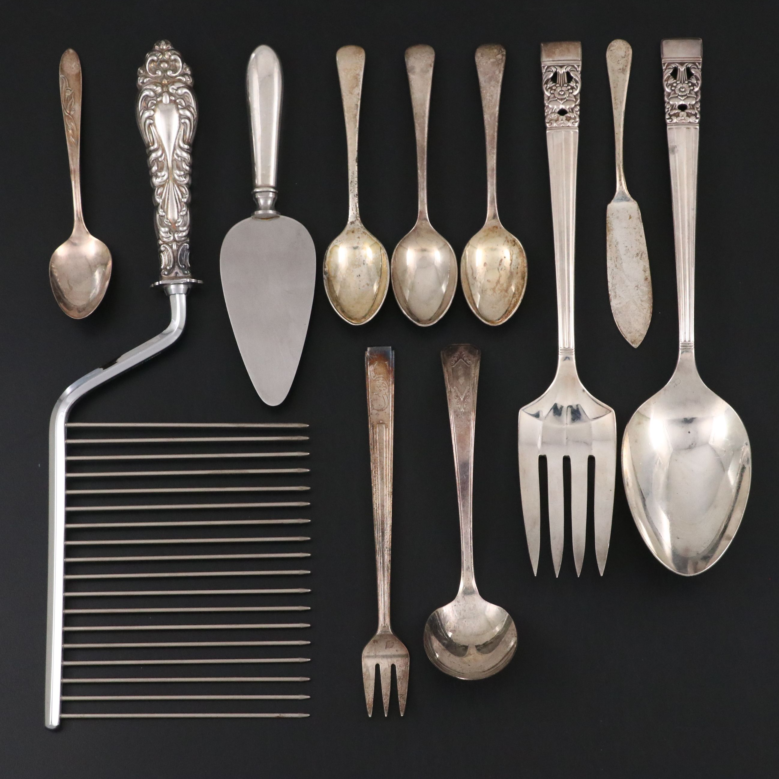 Schneider Toledo Sterling Handle Cake Breaker and Other Vintage Flatware
