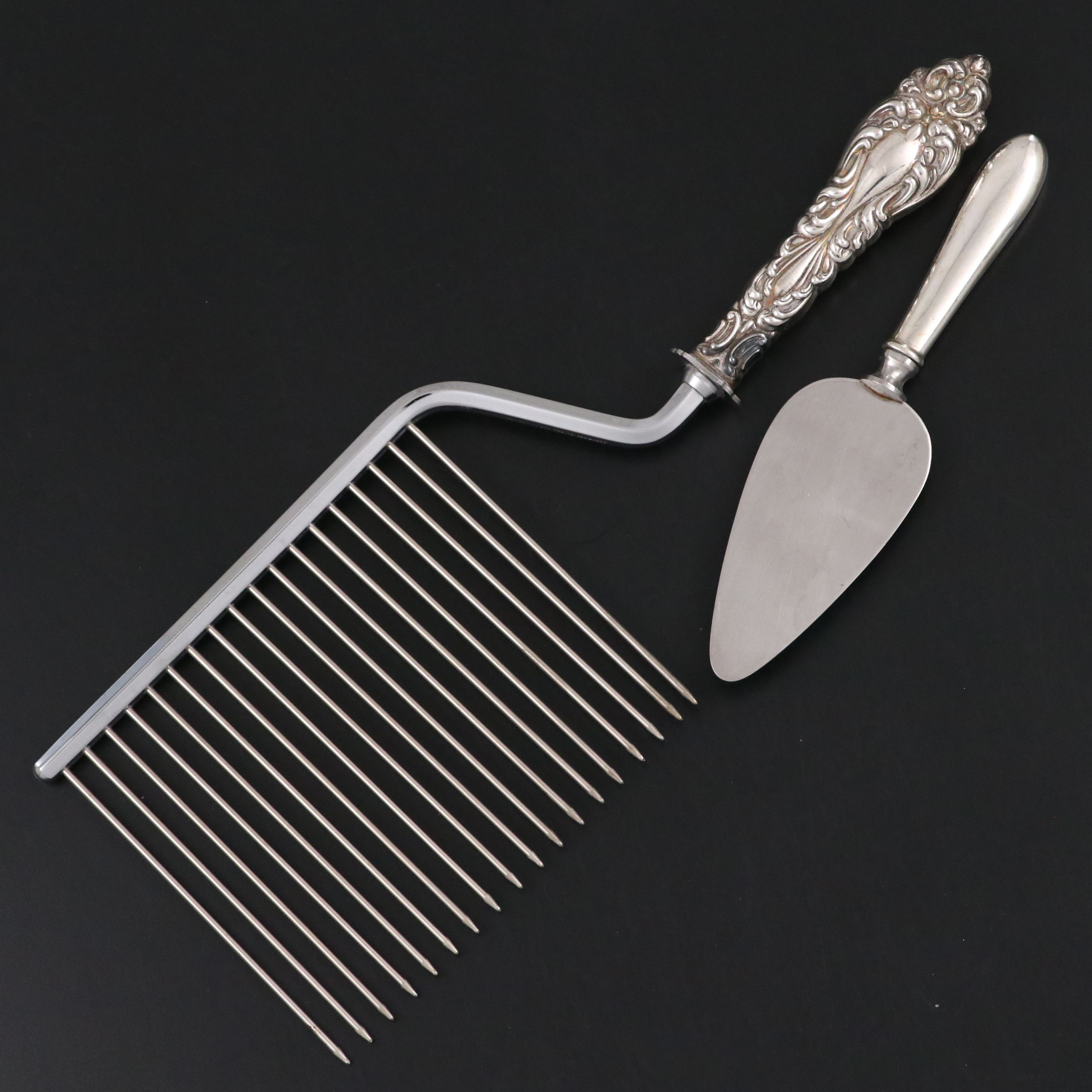 Schneider Toledo Sterling Handle Cake Breaker and Other Vintage Flatware