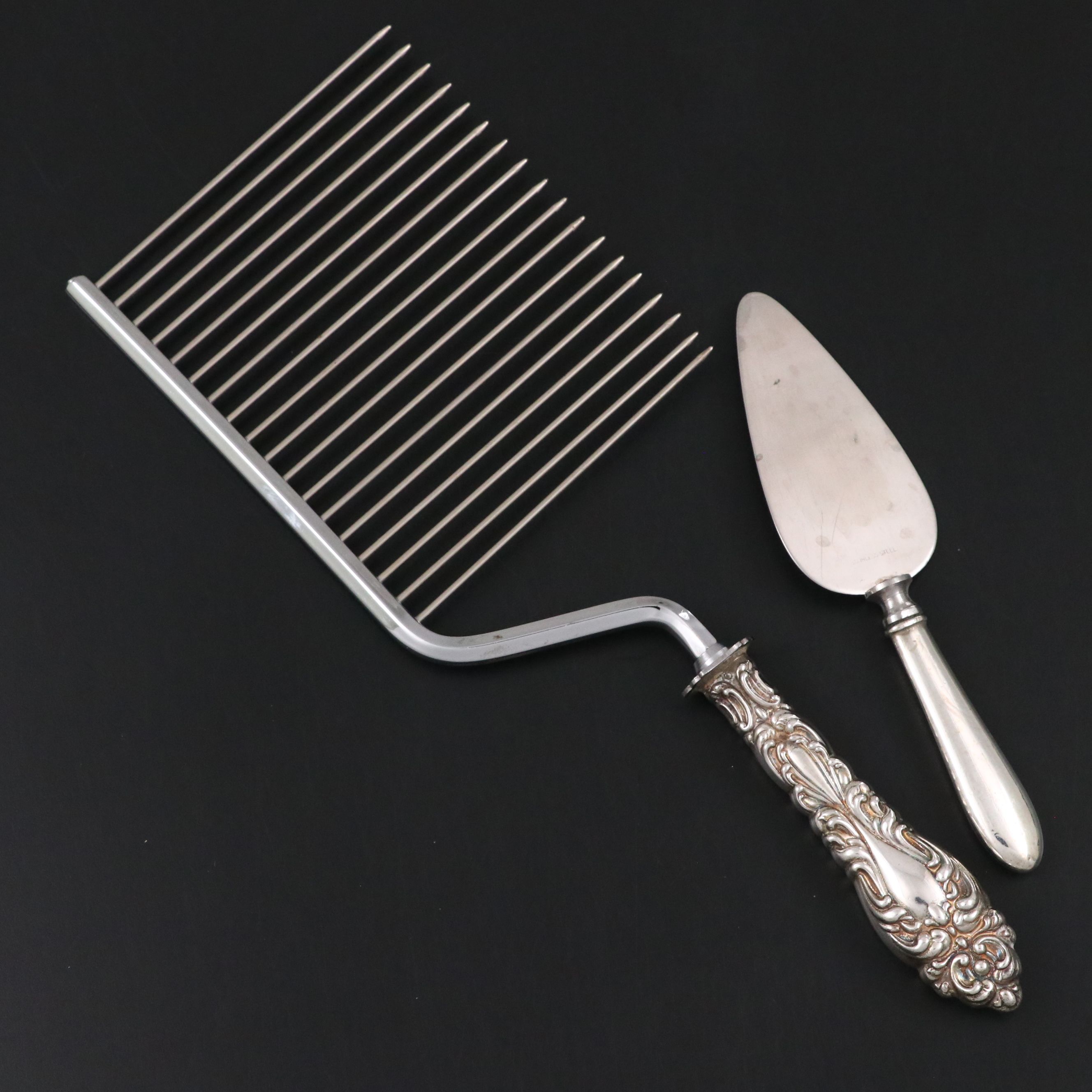 Schneider Toledo Sterling Handle Cake Breaker and Other Vintage Flatware