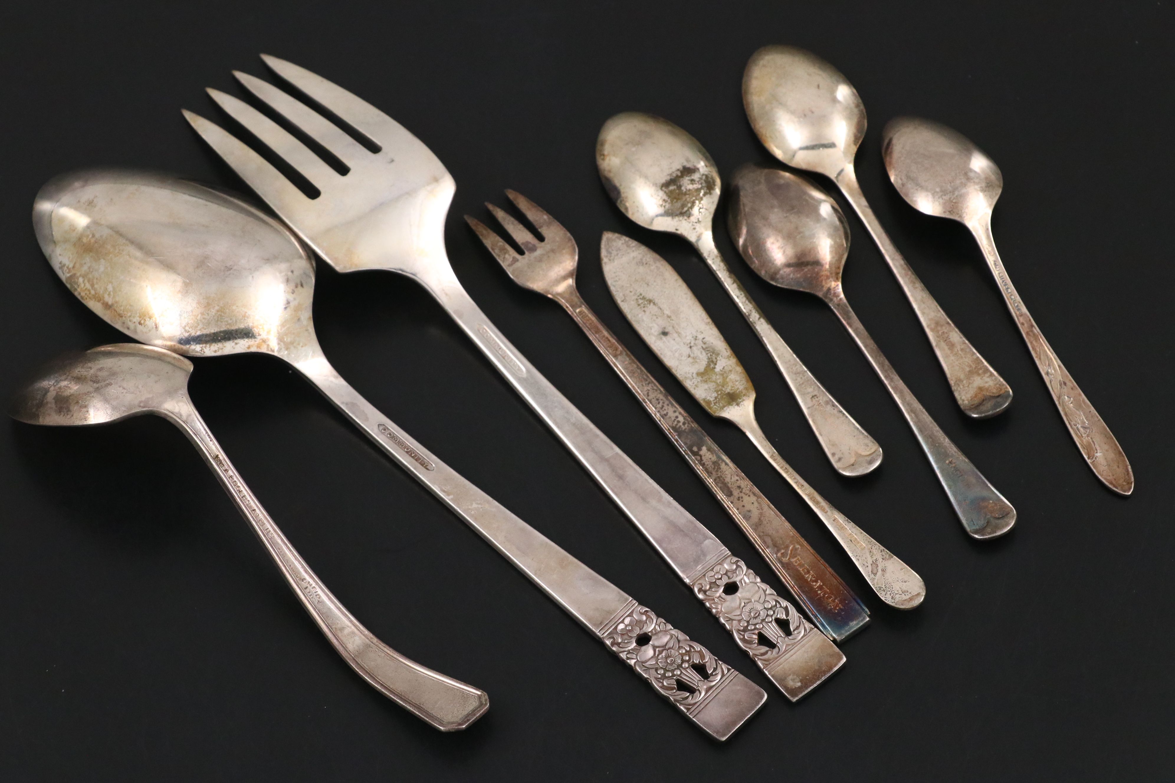 Schneider Toledo Sterling Handle Cake Breaker and Other Vintage Flatware