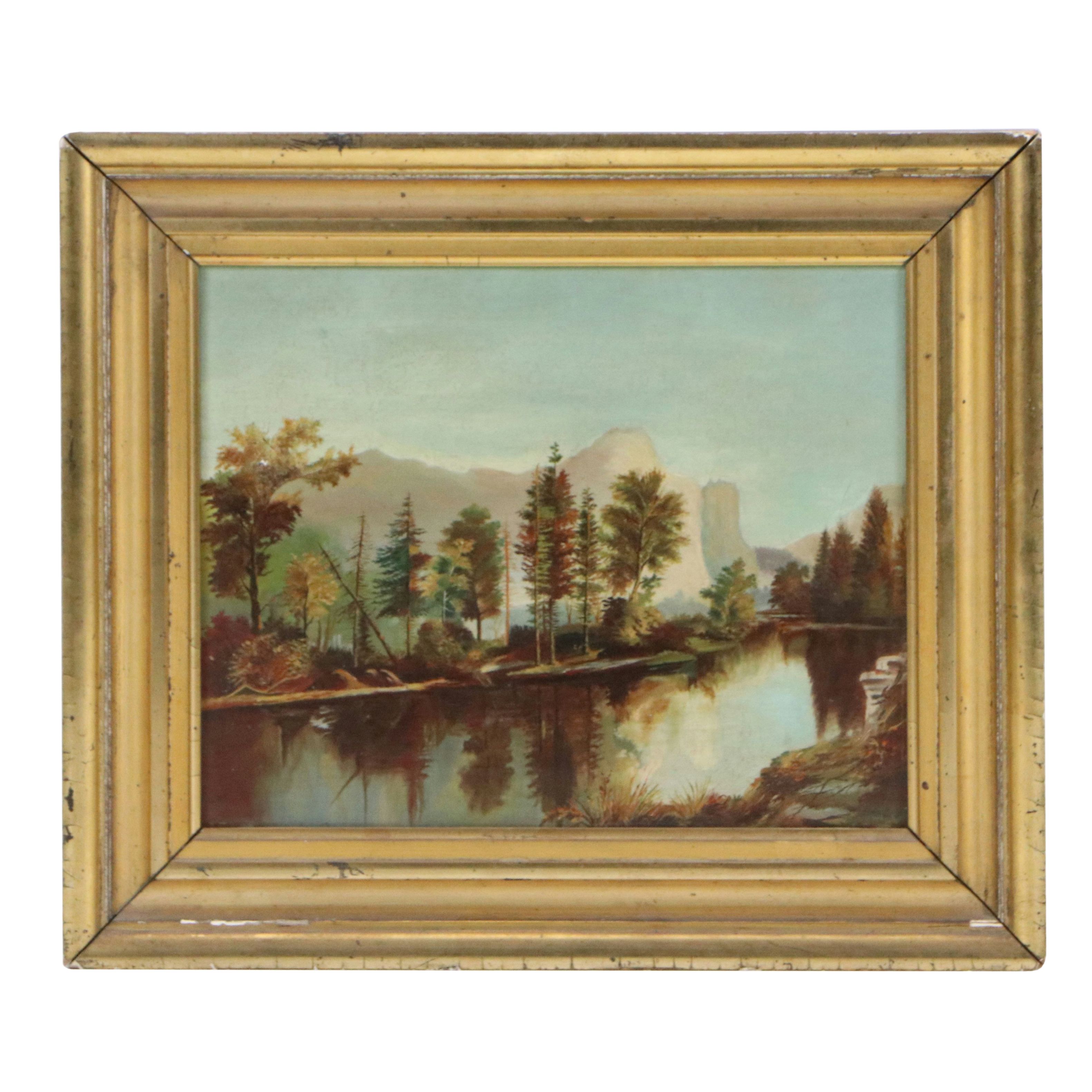 Western American Landscape Oil Painting, Late 19th or Early 20th Century