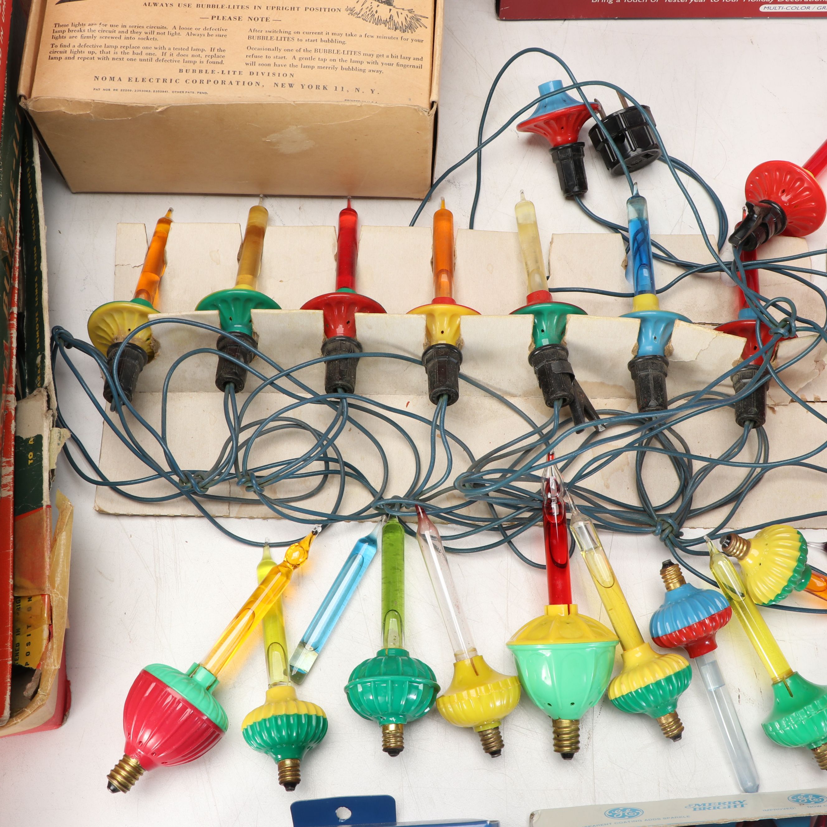 Noma and Other "Bubble-Lites" with G.E. "Merry Bright" Christmas Lights