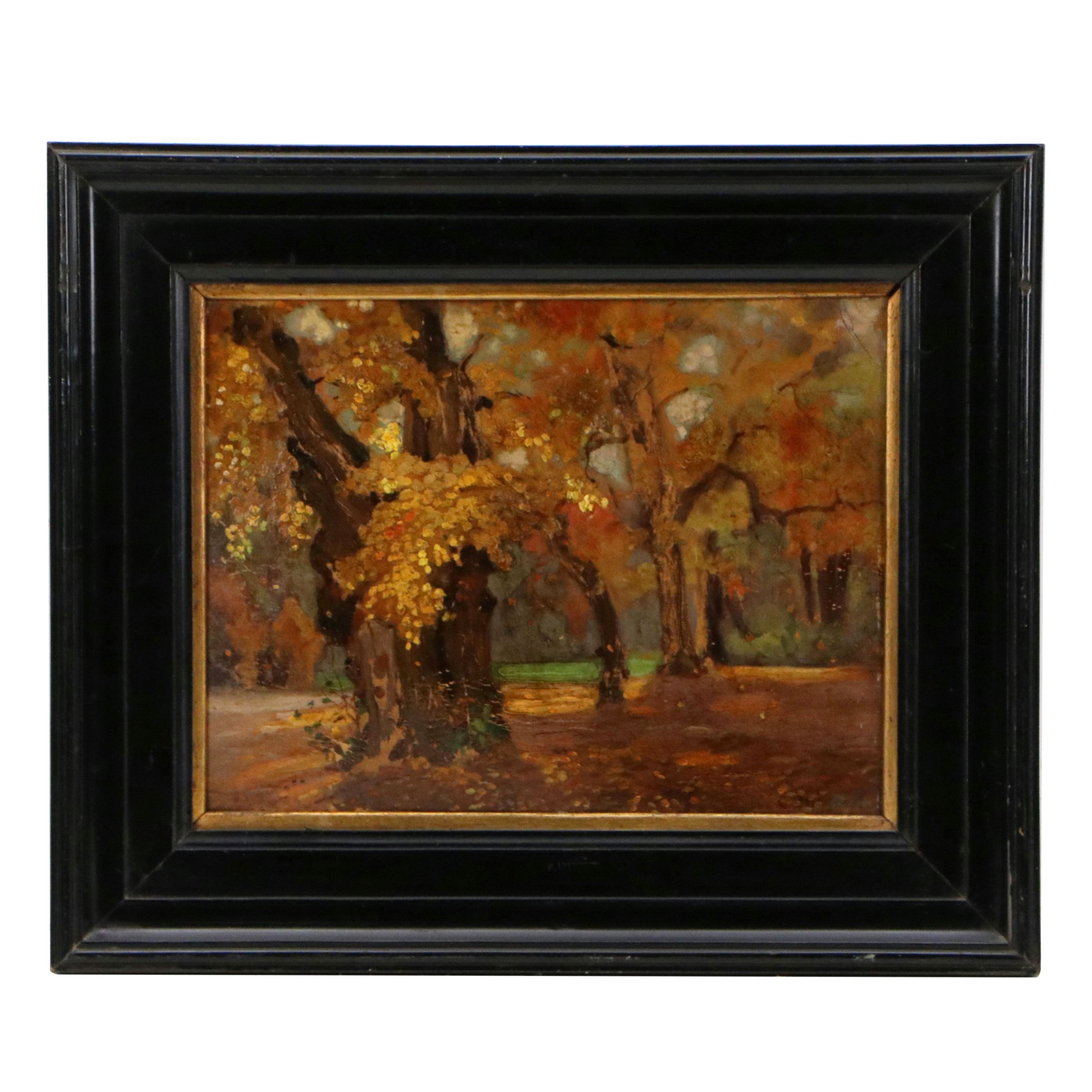 Attributed to Carl Joisten Oil Painting of Autumn Landscape