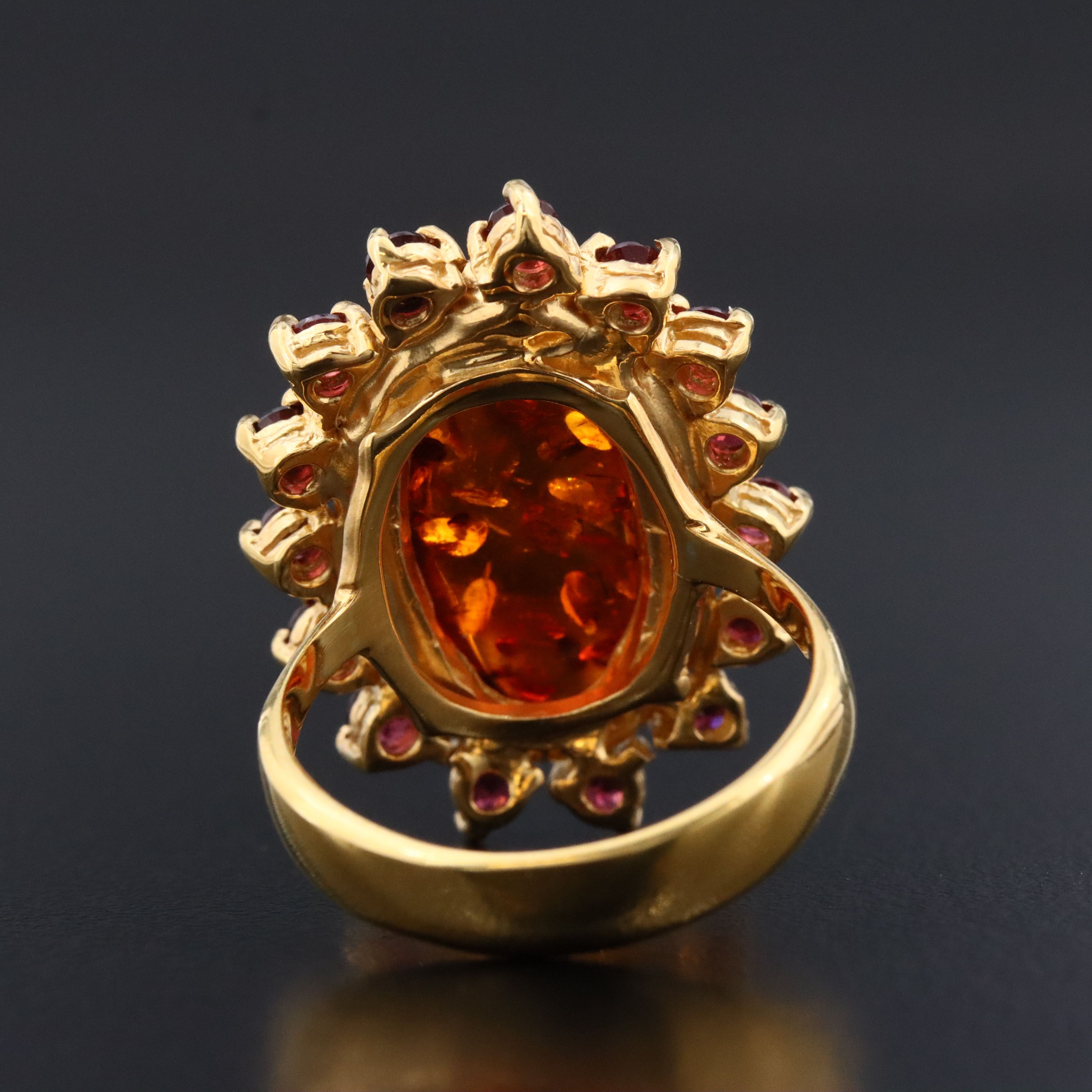 Sterling Amber and Garnet Ring