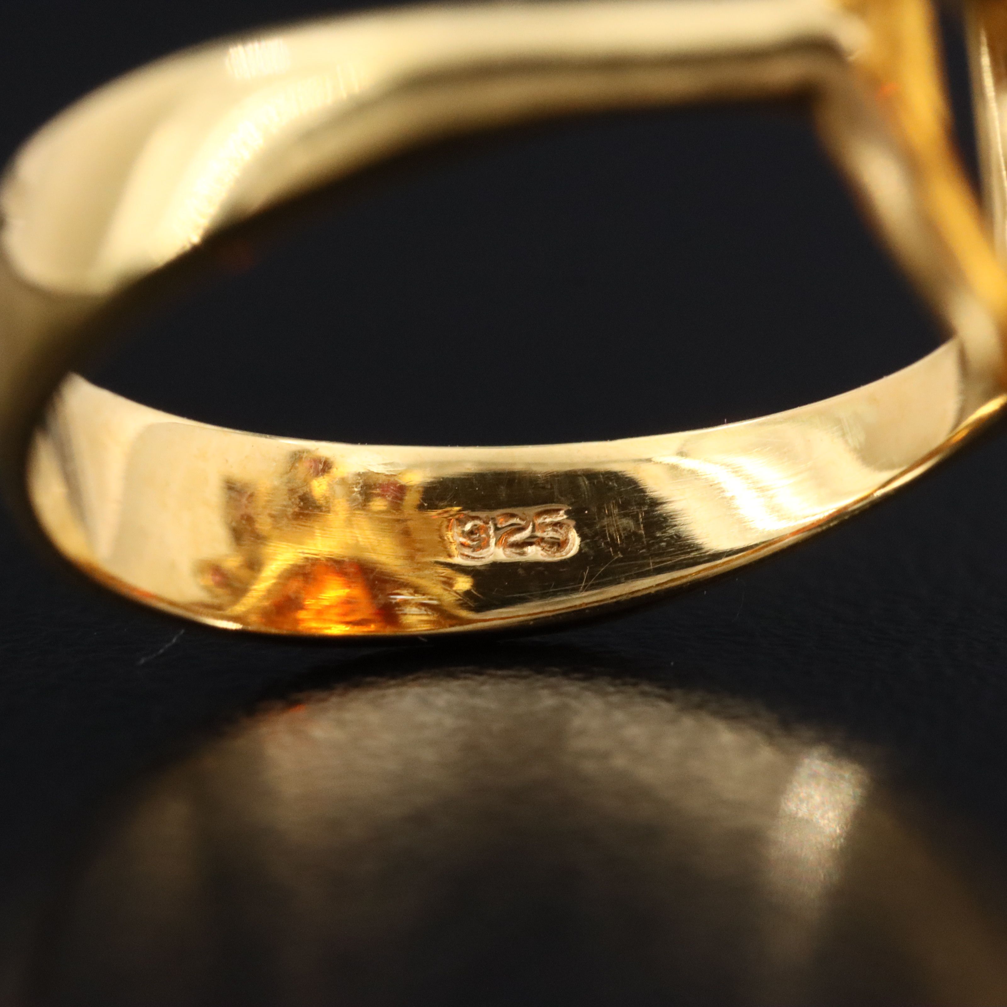 Sterling Amber and Garnet Ring