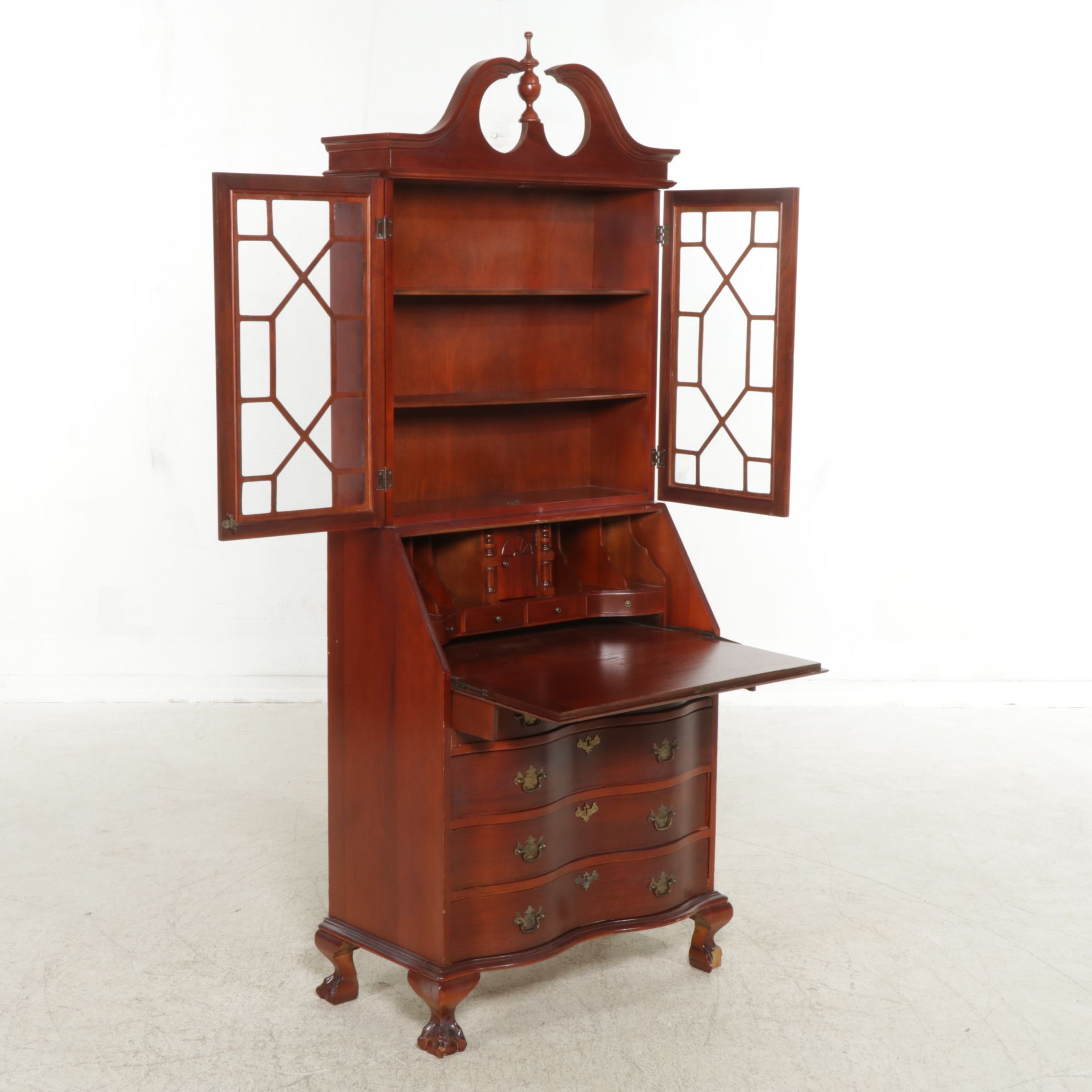 Federal Style Mahogany Serpentine Front Secretary Desk