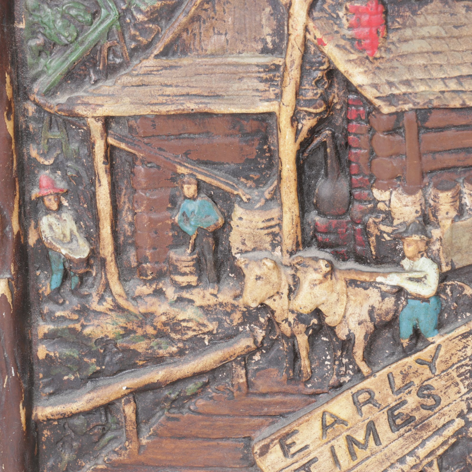 1939 Early Times Distillery Replica Chalkware Plaque & Leather Wrapped Decanter