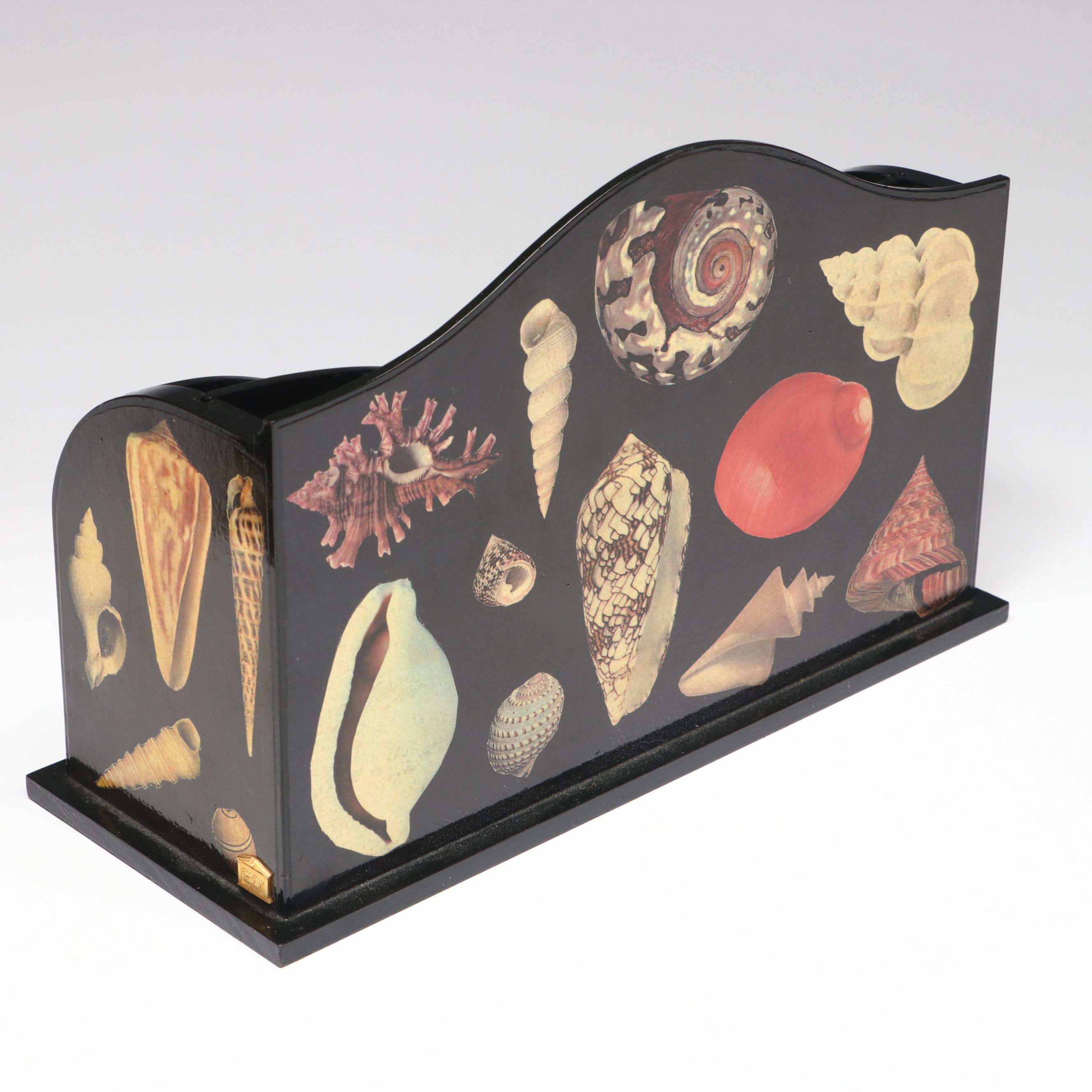 Japanese Takahashi Ceramic Pugs with Lacquered Shell Pattern Letter Holder