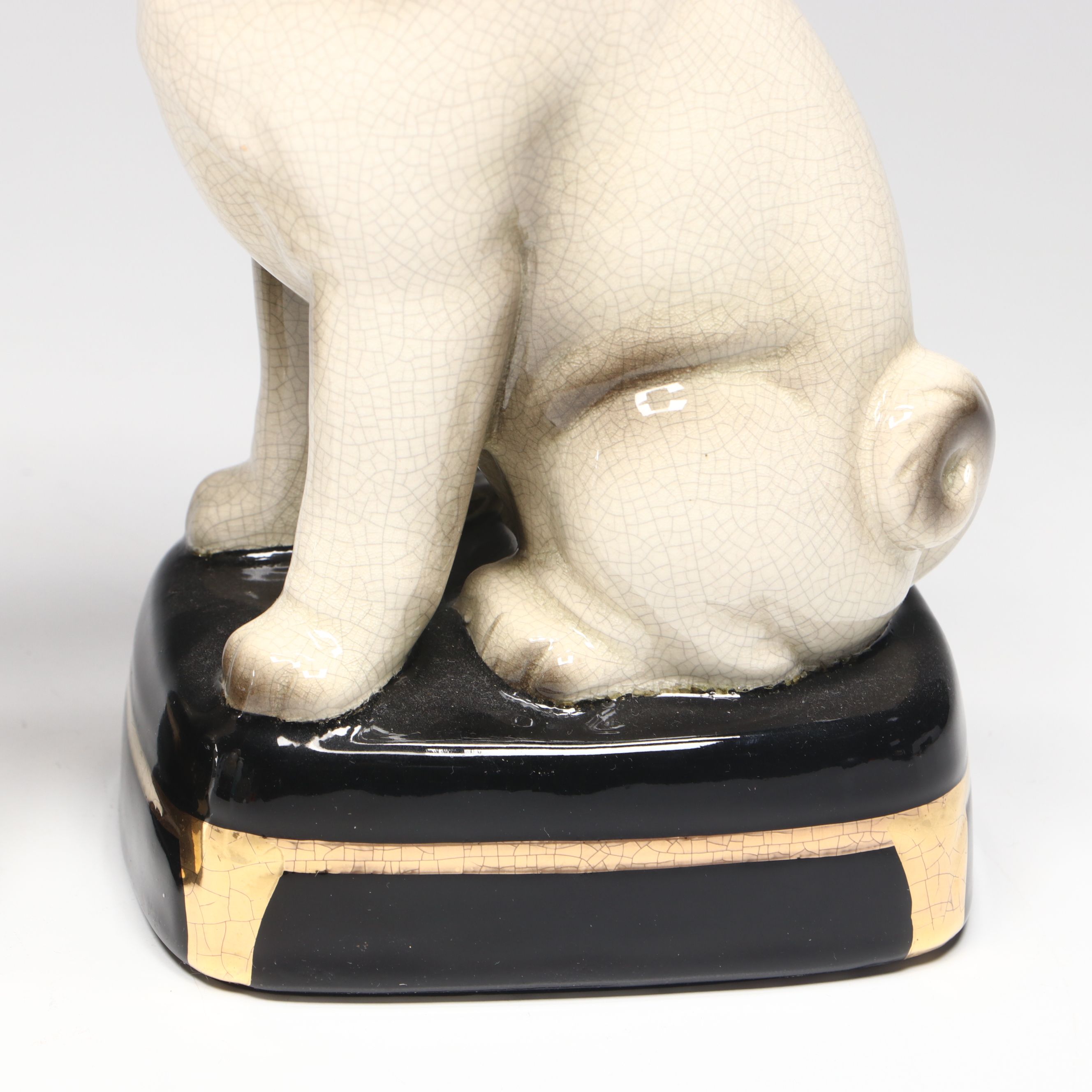 Japanese Takahashi Ceramic Pugs with Lacquered Shell Pattern Letter Holder