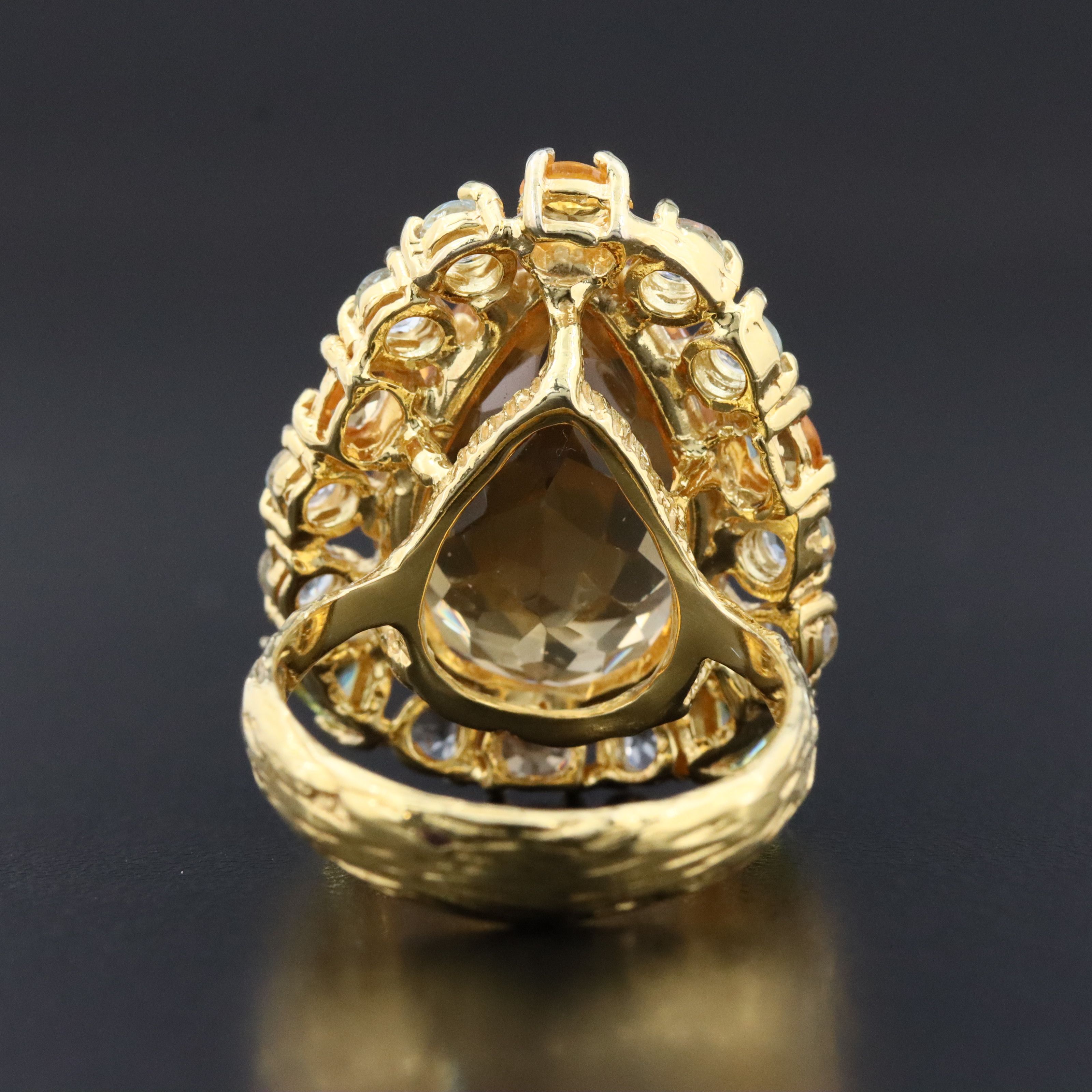 Sterling Citrine, Sapphire and Peridot Halo Ring