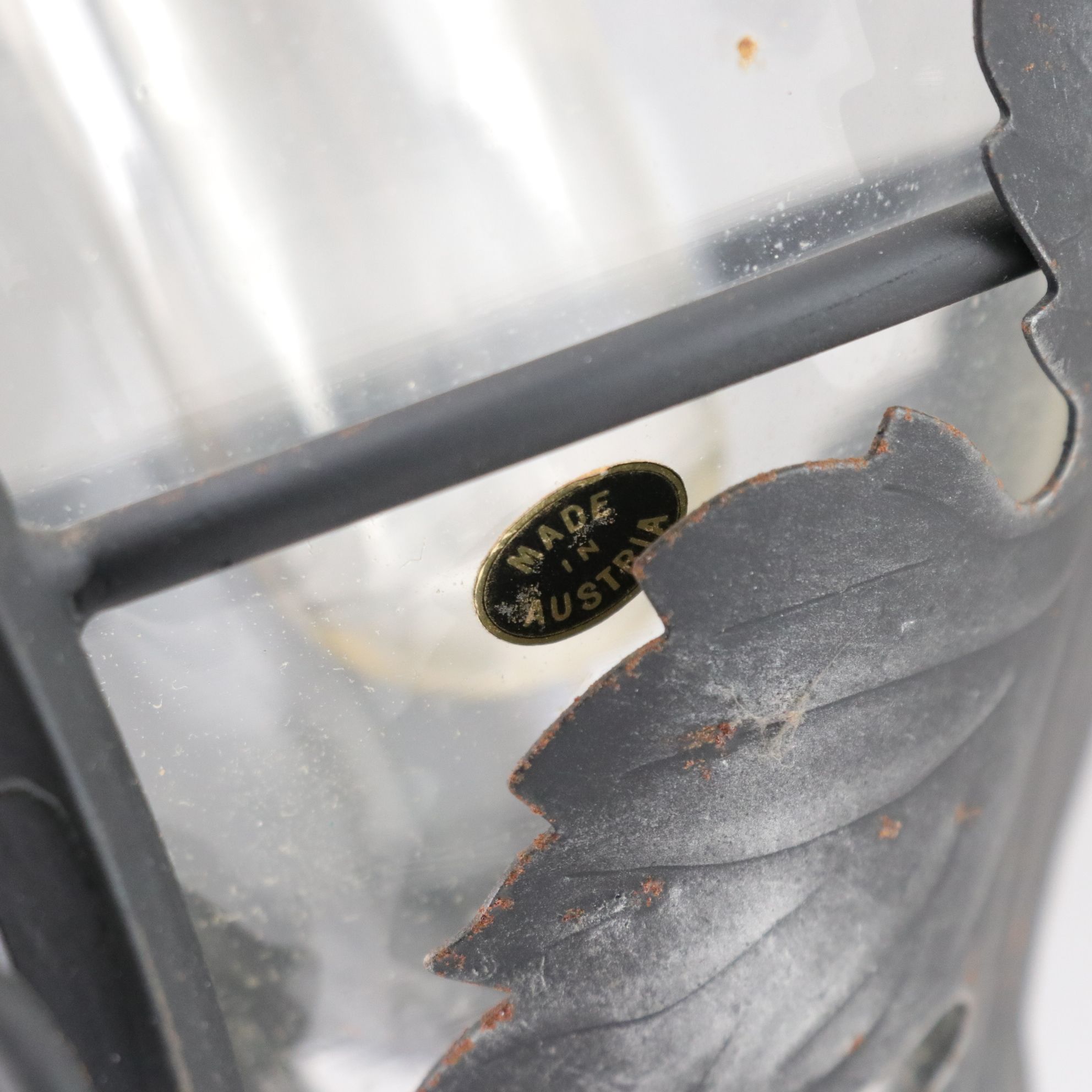 Etched Glass & Iron Hanging Wine Decanter