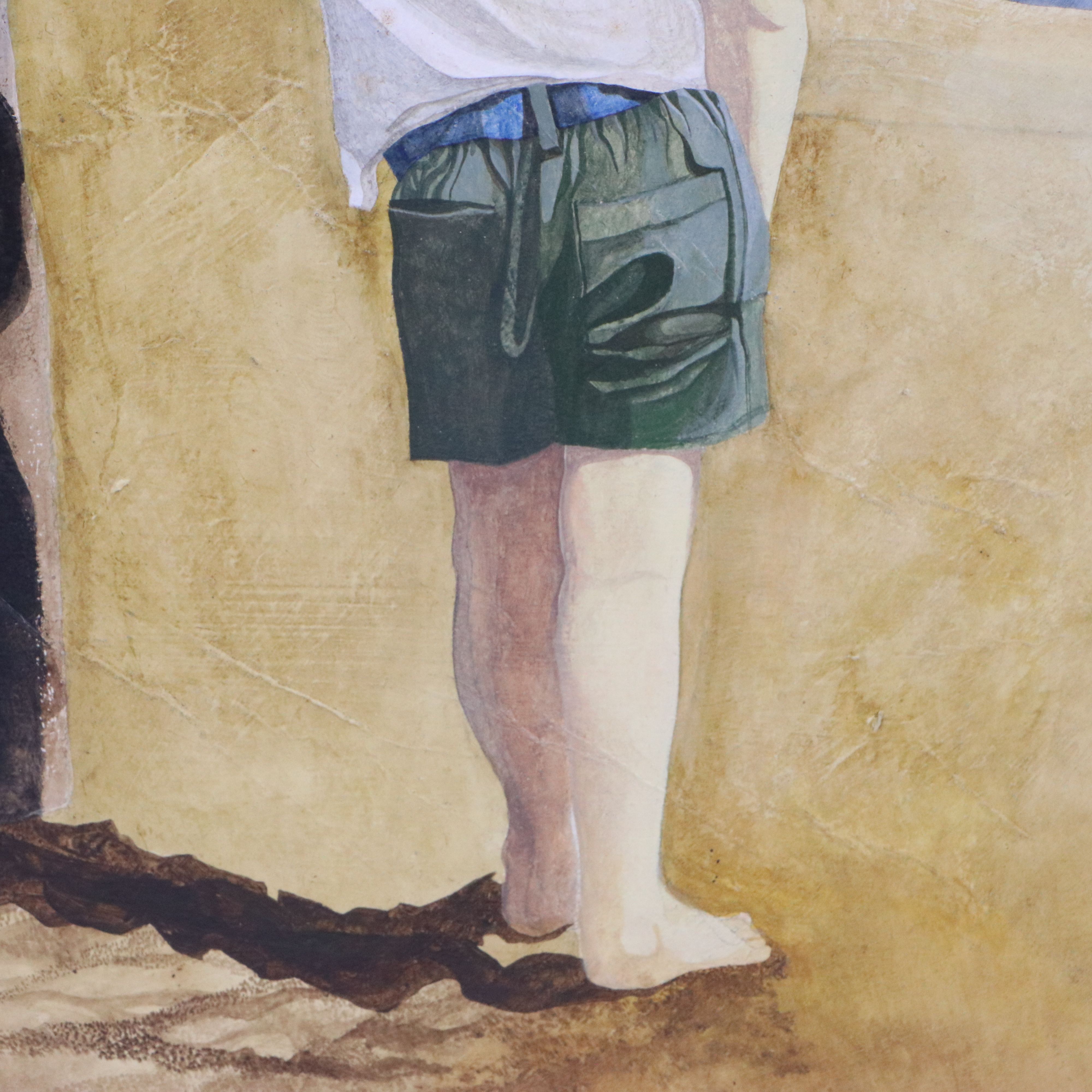 Gerald Koukal Gouache Painting of Boy on Beach, 20th Century