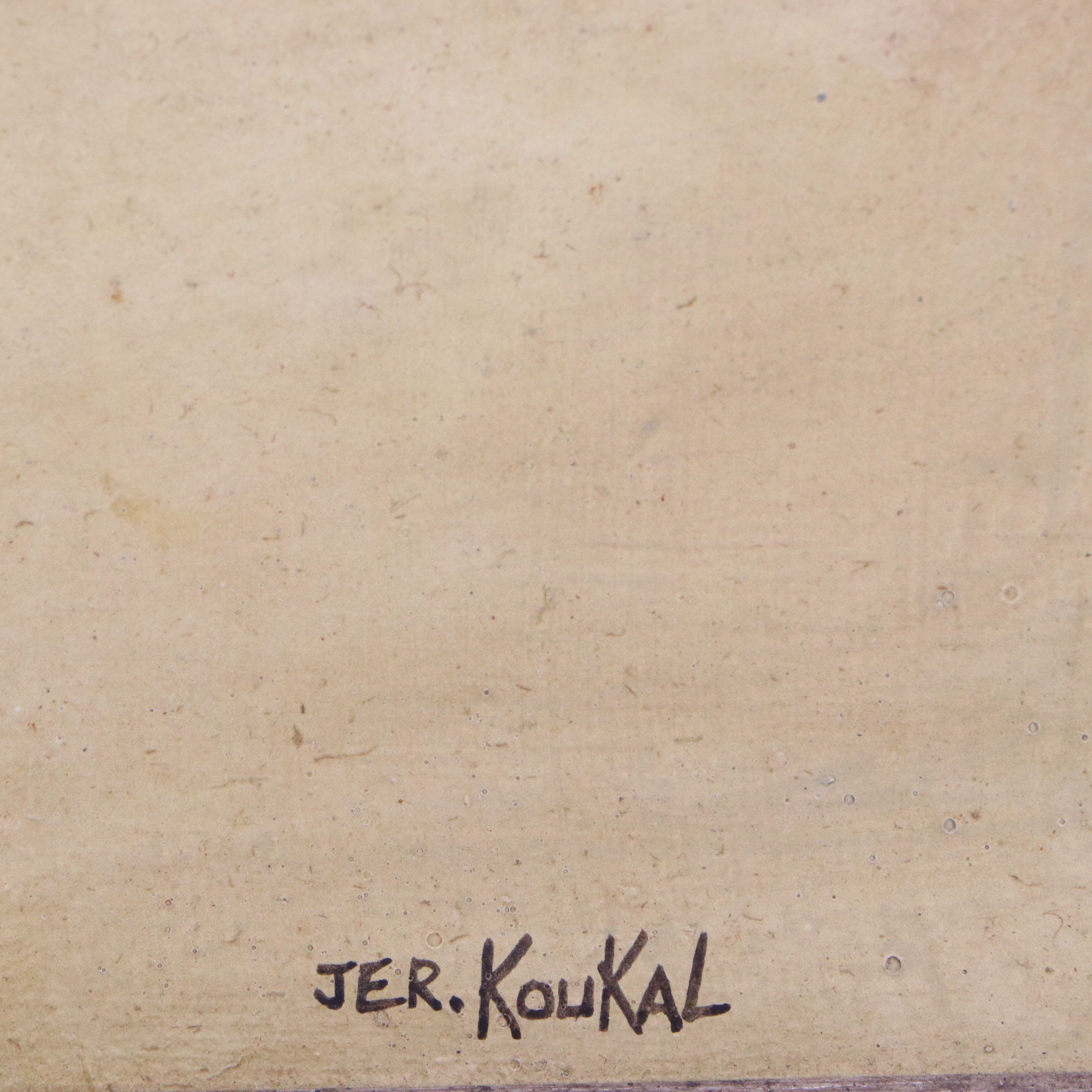 Gerald Koukal Gouache Painting of Boy on Beach, 20th Century