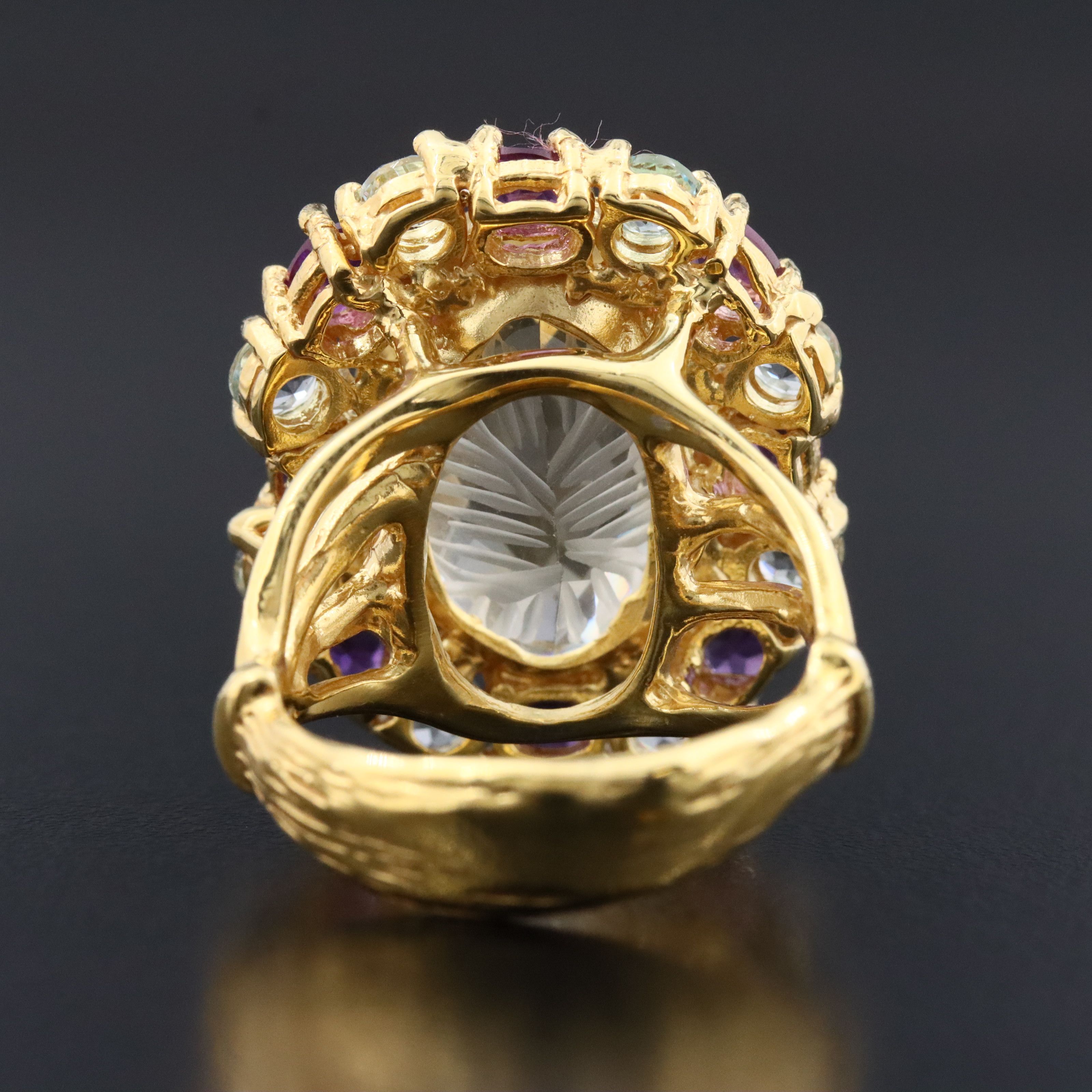 Sterling Citrine, Amethyst and Topaz Halo Ring