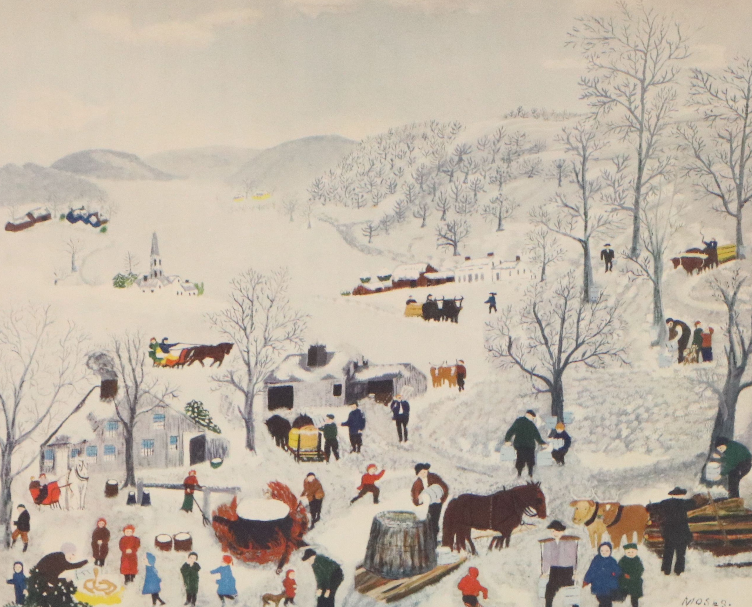 Collotype After Grandma Moses "Sugaring Off," Circa 1948