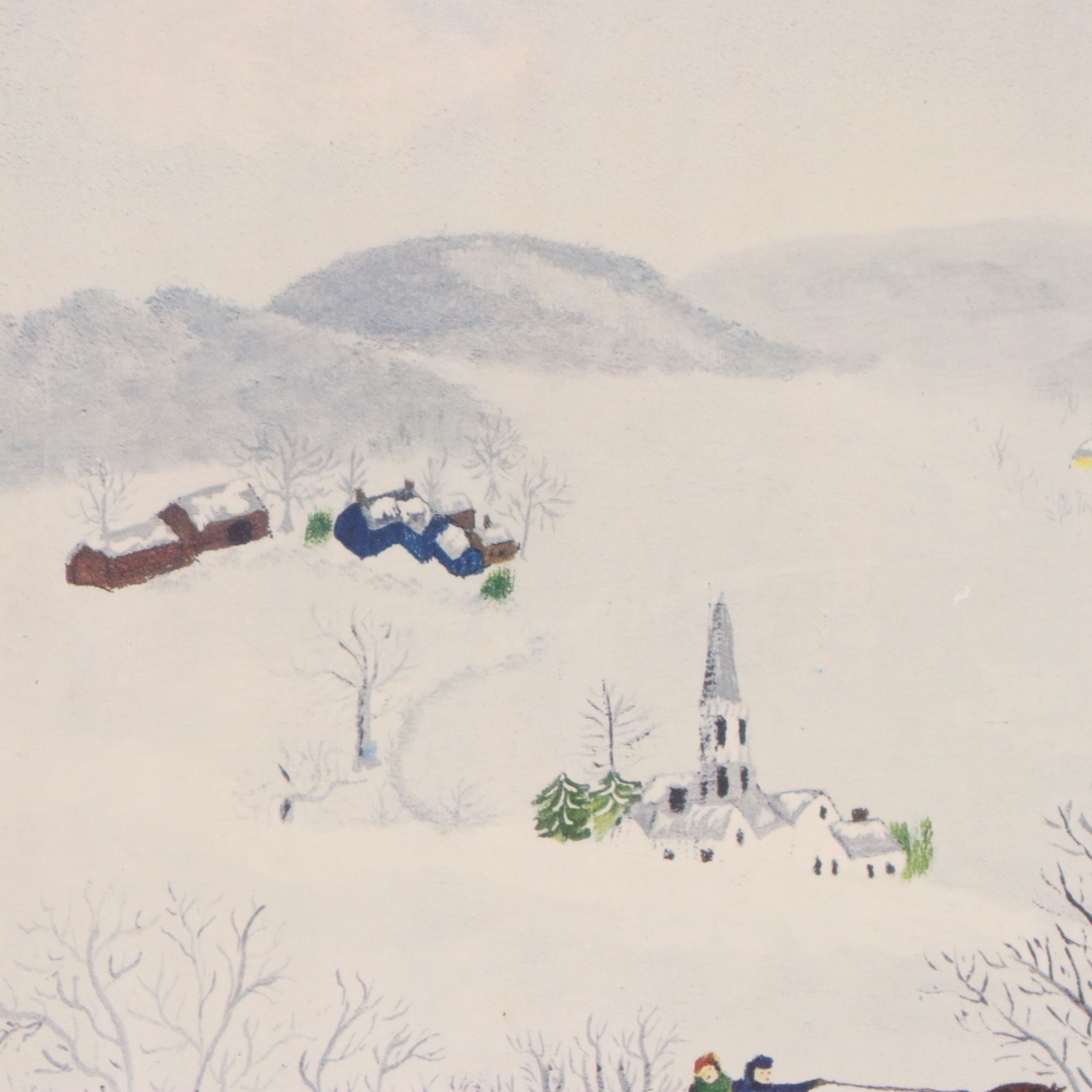 Collotype After Grandma Moses "Sugaring Off," Circa 1948