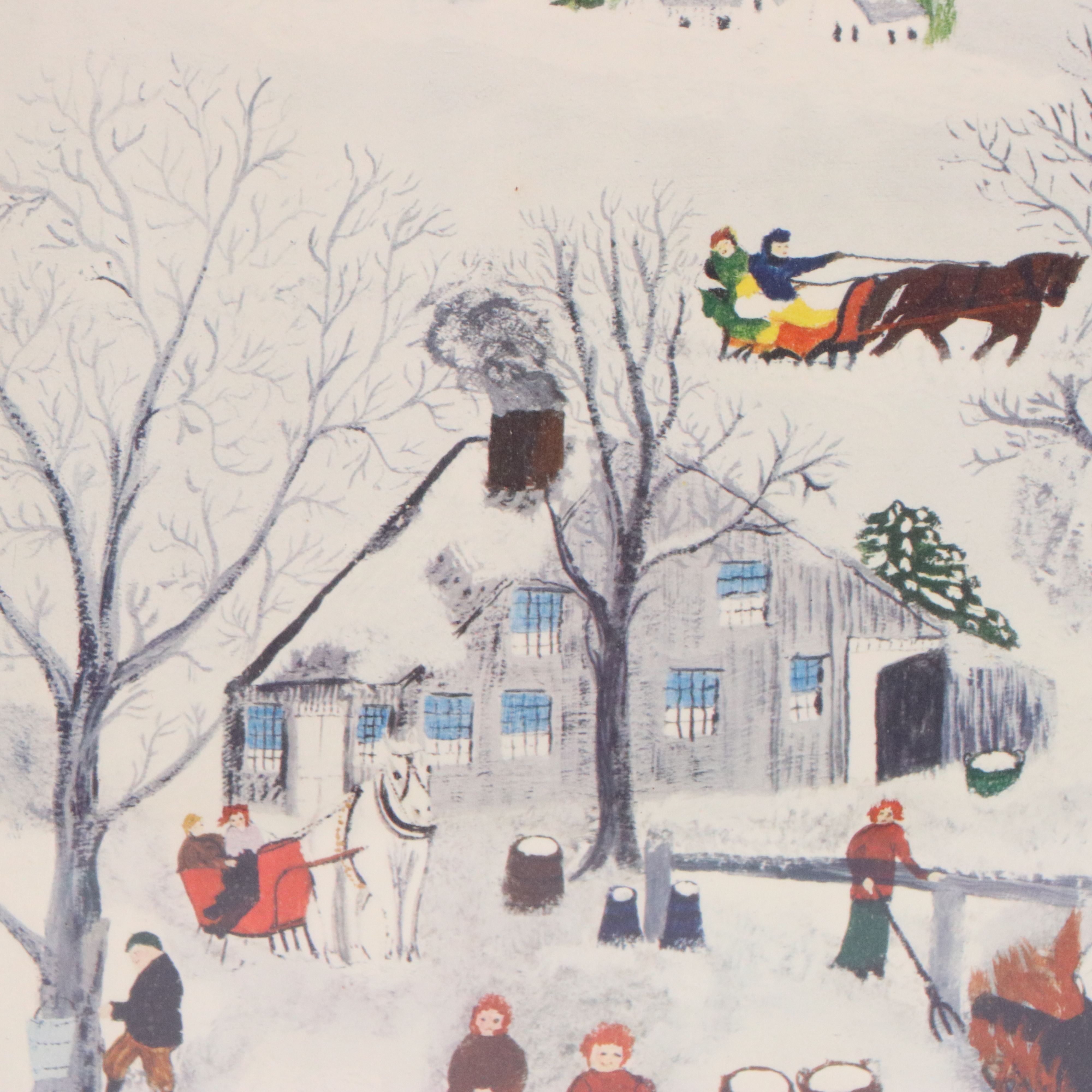 Collotype After Grandma Moses "Sugaring Off," Circa 1948