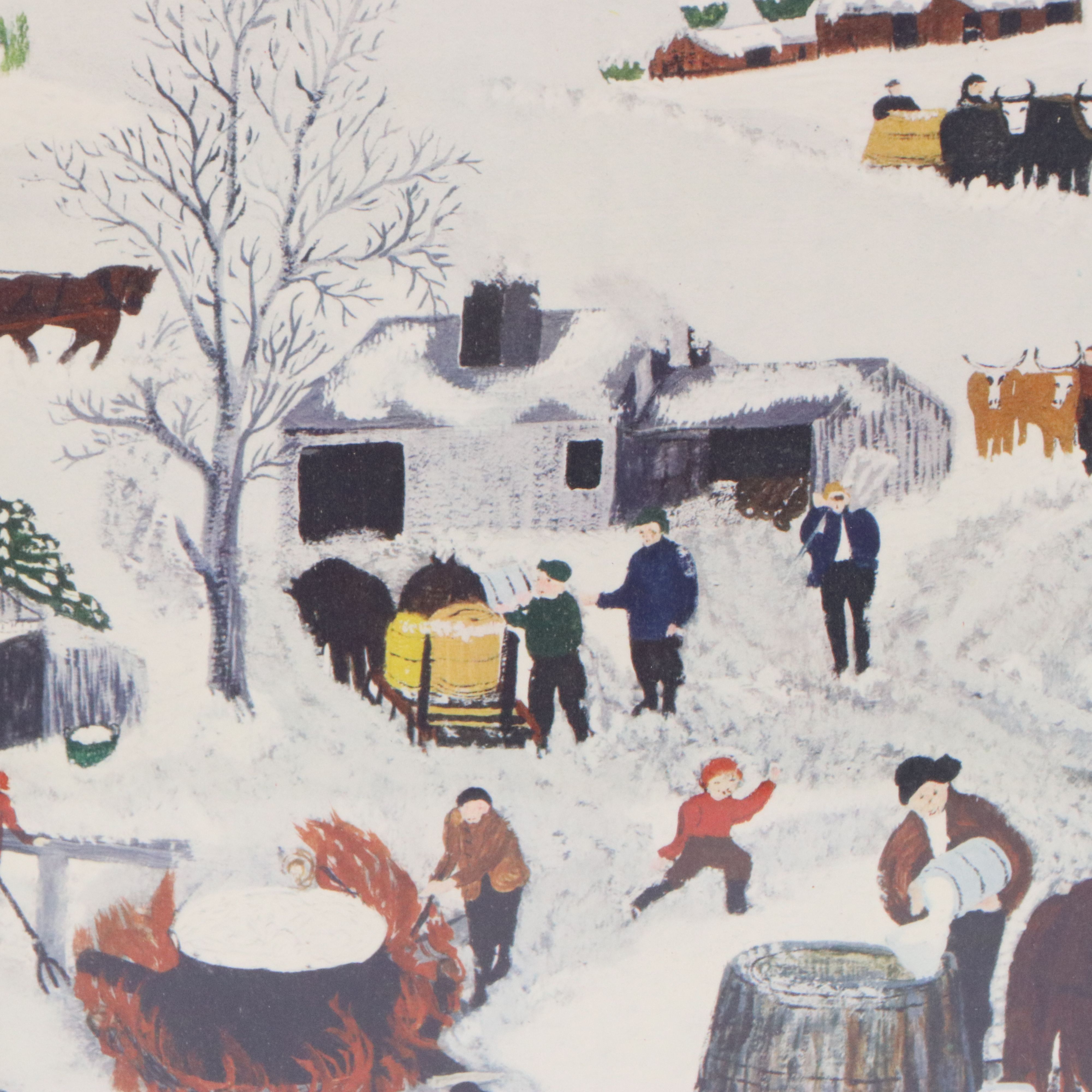 Collotype After Grandma Moses "Sugaring Off," Circa 1948