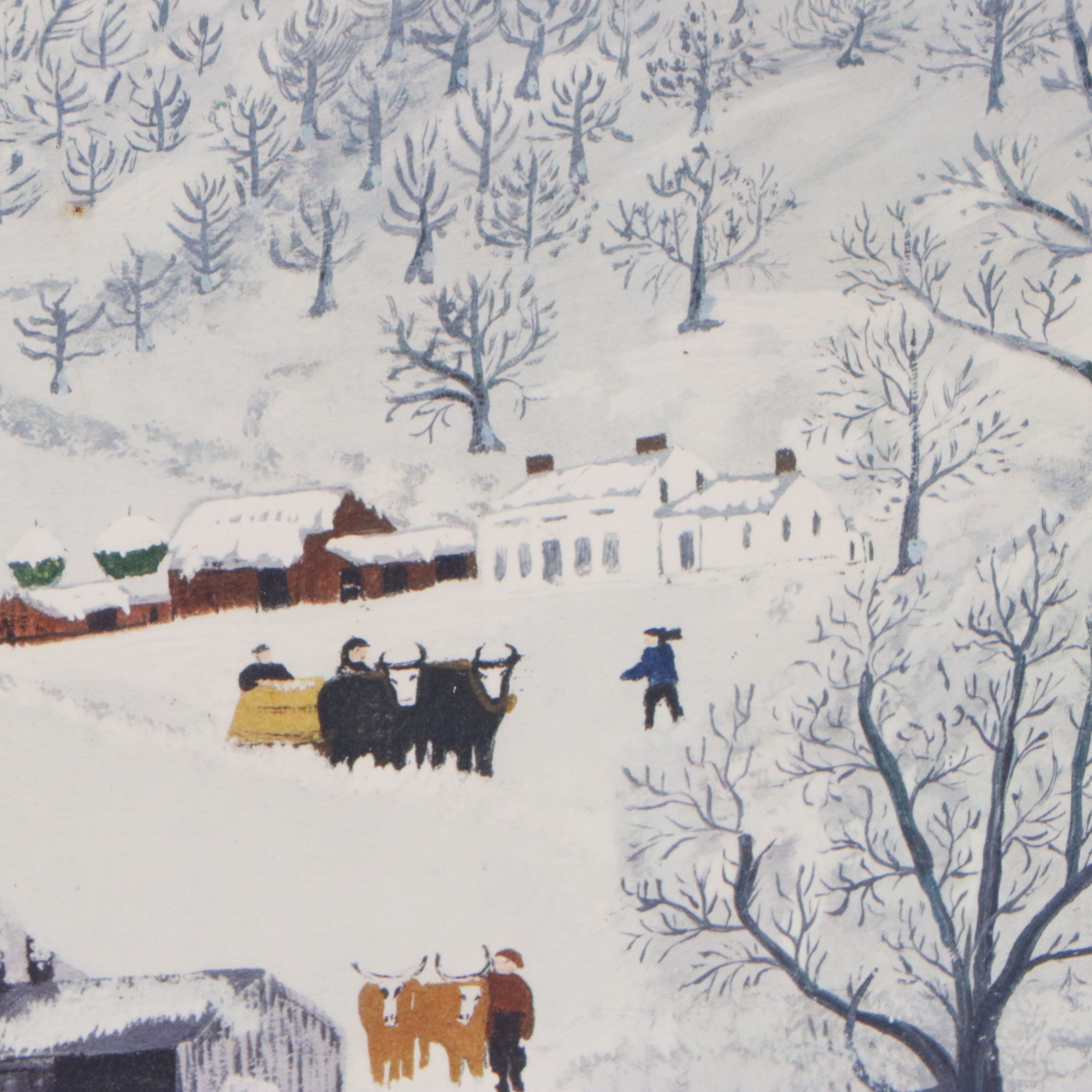Collotype After Grandma Moses "Sugaring Off," Circa 1948