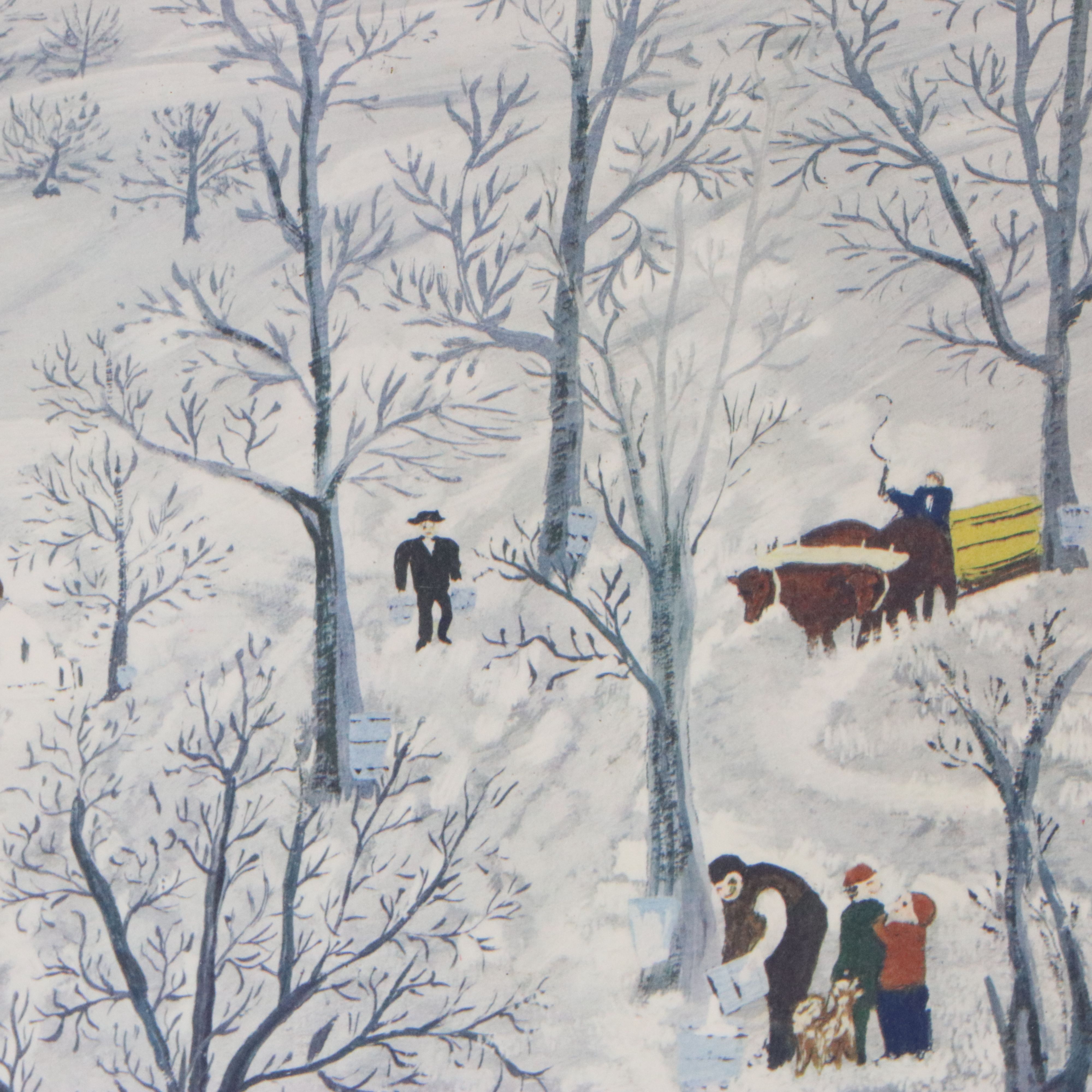 Collotype After Grandma Moses "Sugaring Off," Circa 1948