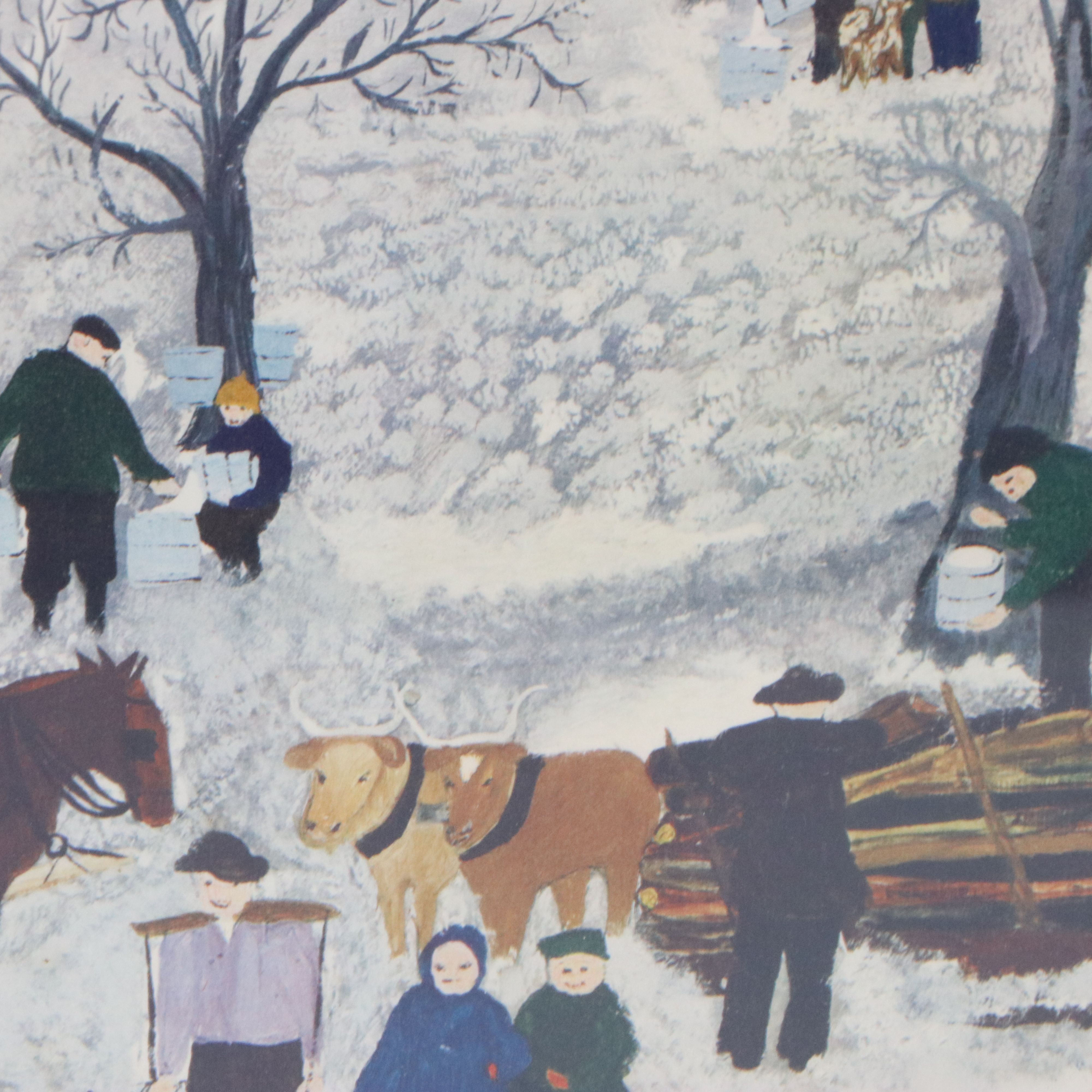 Collotype After Grandma Moses "Sugaring Off," Circa 1948