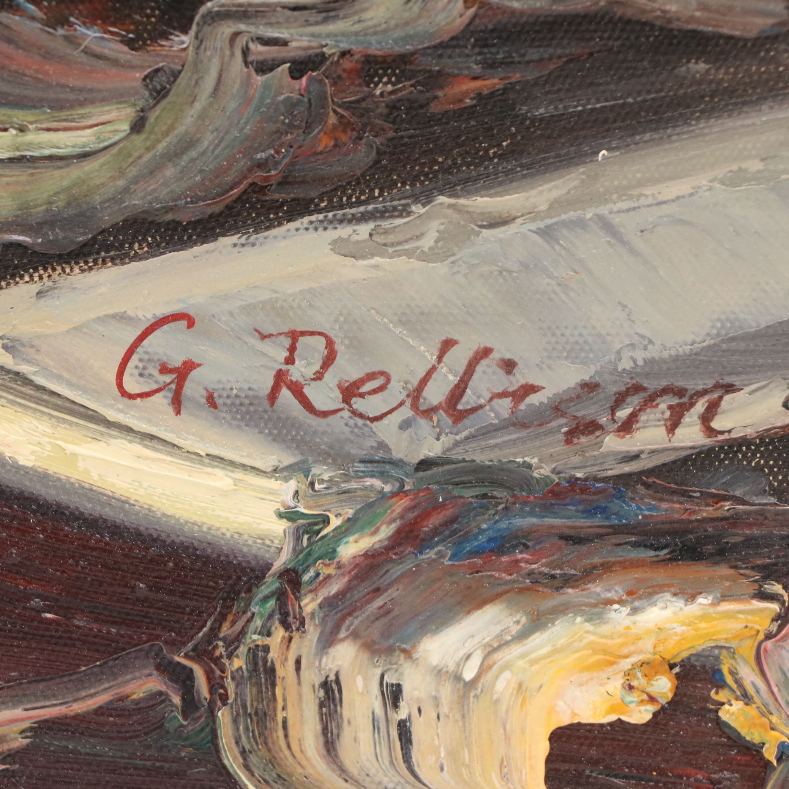 Oil Painting of Harbor Scene, 21st Century