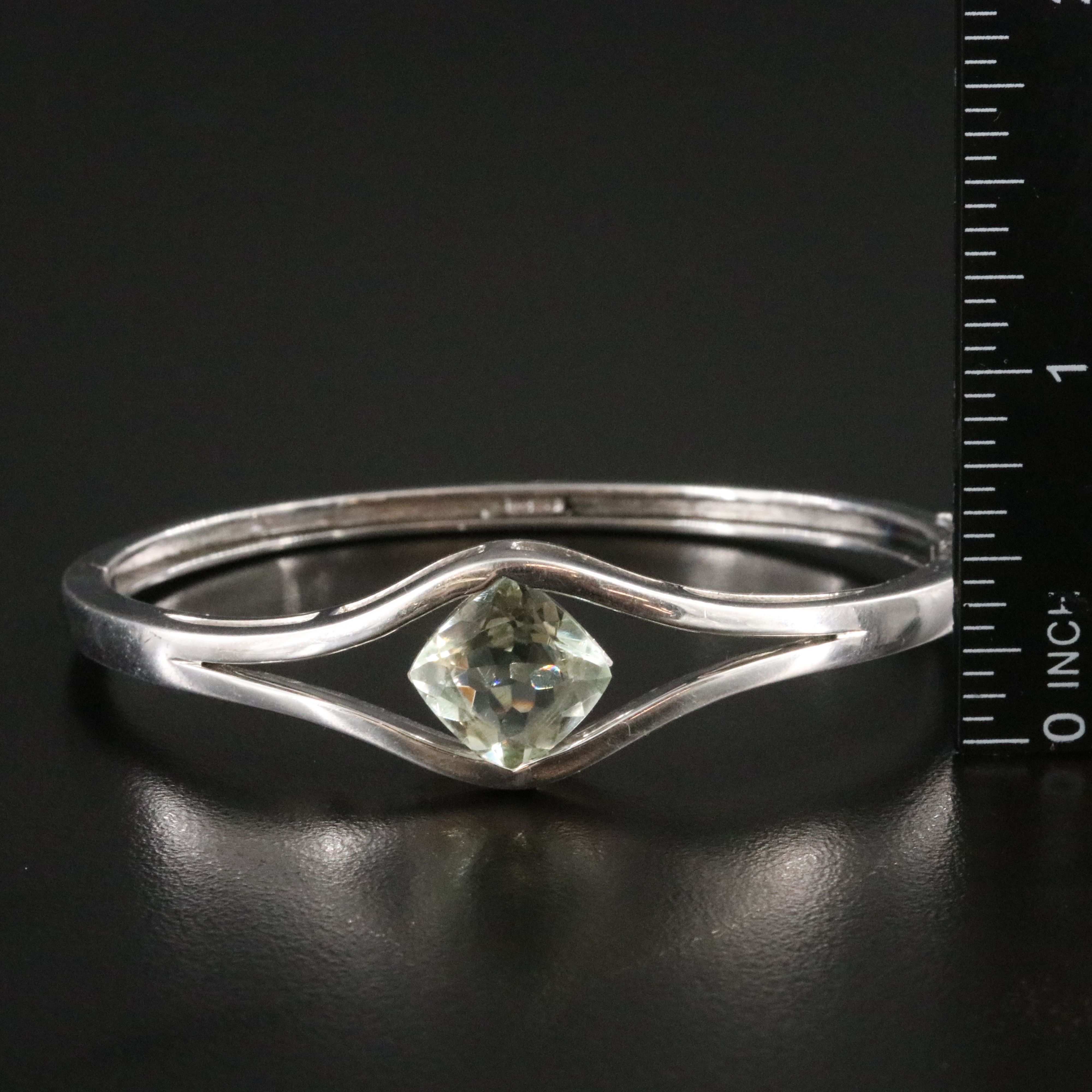 Sterling Prasiolite Bracelet and White Sapphire Pendant Necklace