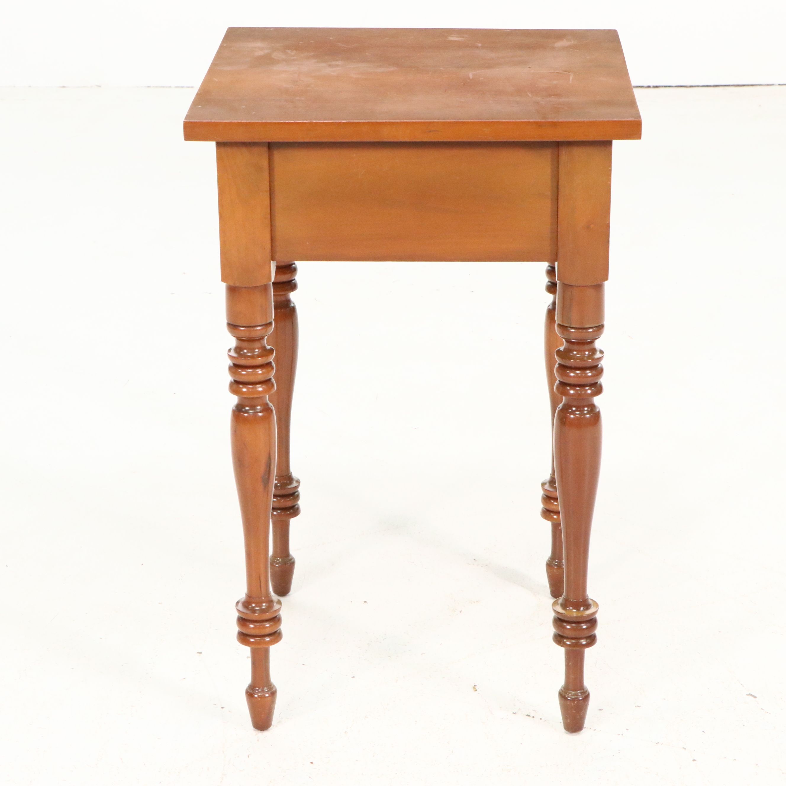 Federal Style Acorn-Top Rope Bed and Nightstand, Early 20th Century