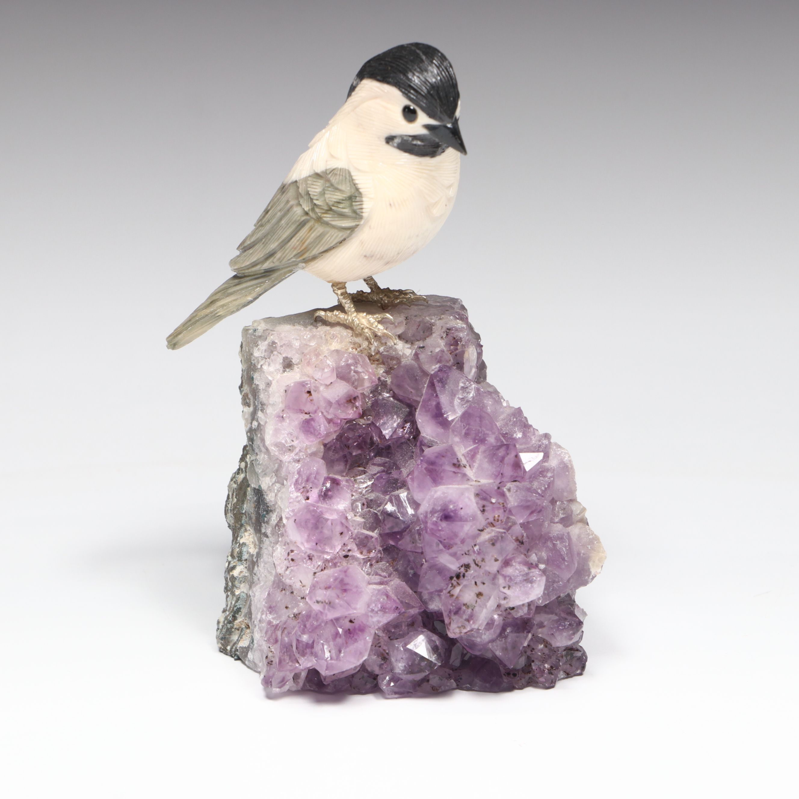 Carved Bird on Amethyst Base