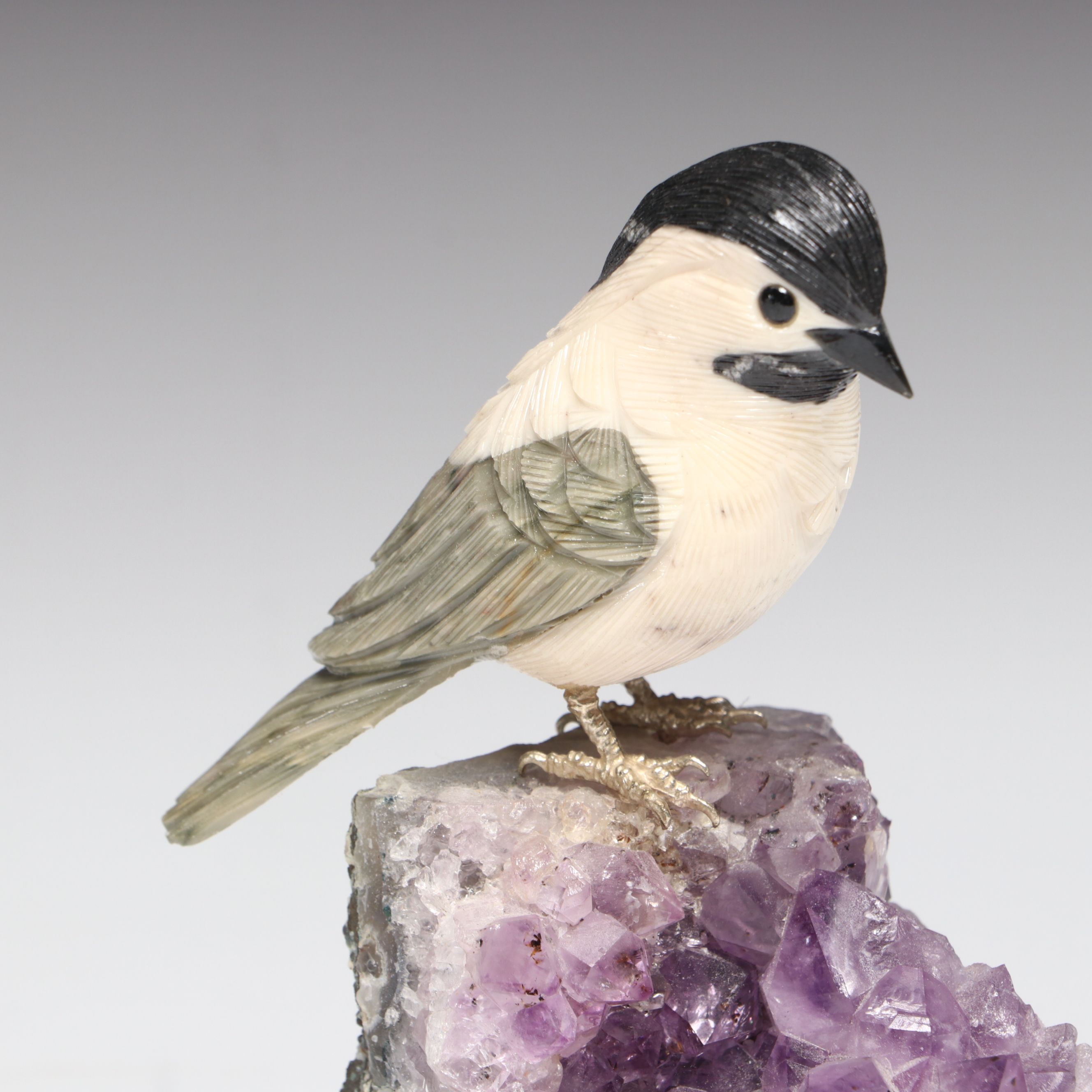 Carved Bird on Amethyst Base
