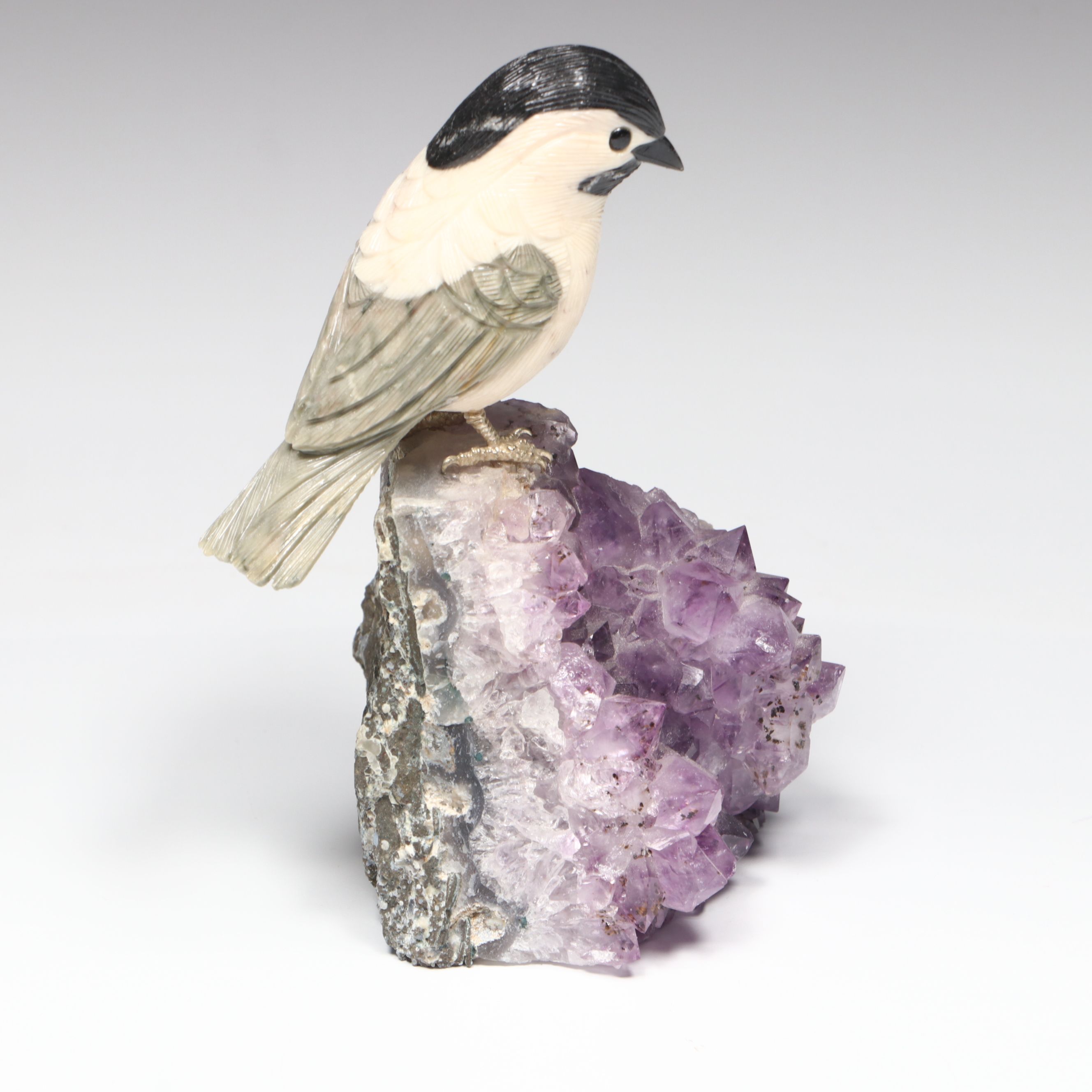 Carved Bird on Amethyst Base