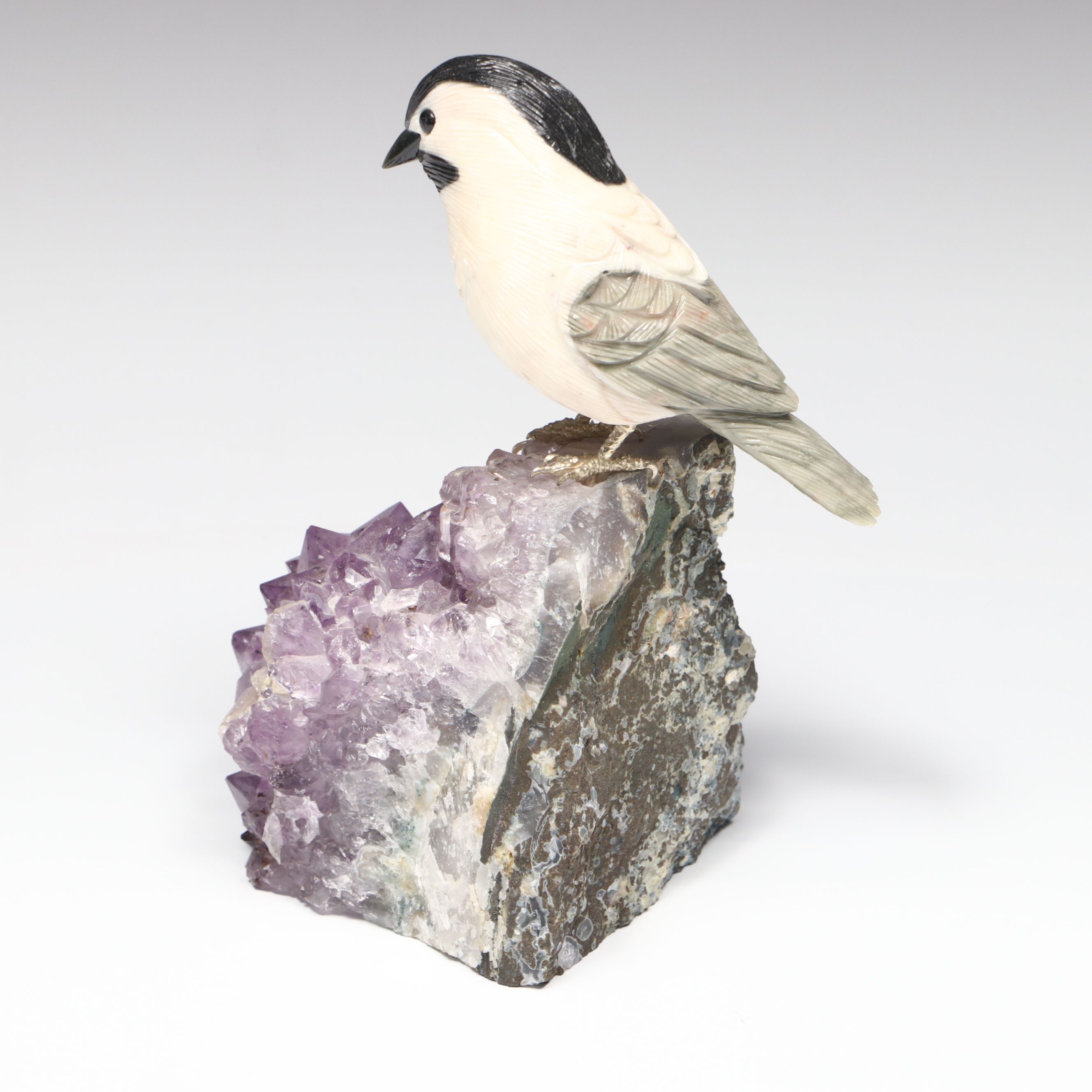 Carved Bird on Amethyst Base