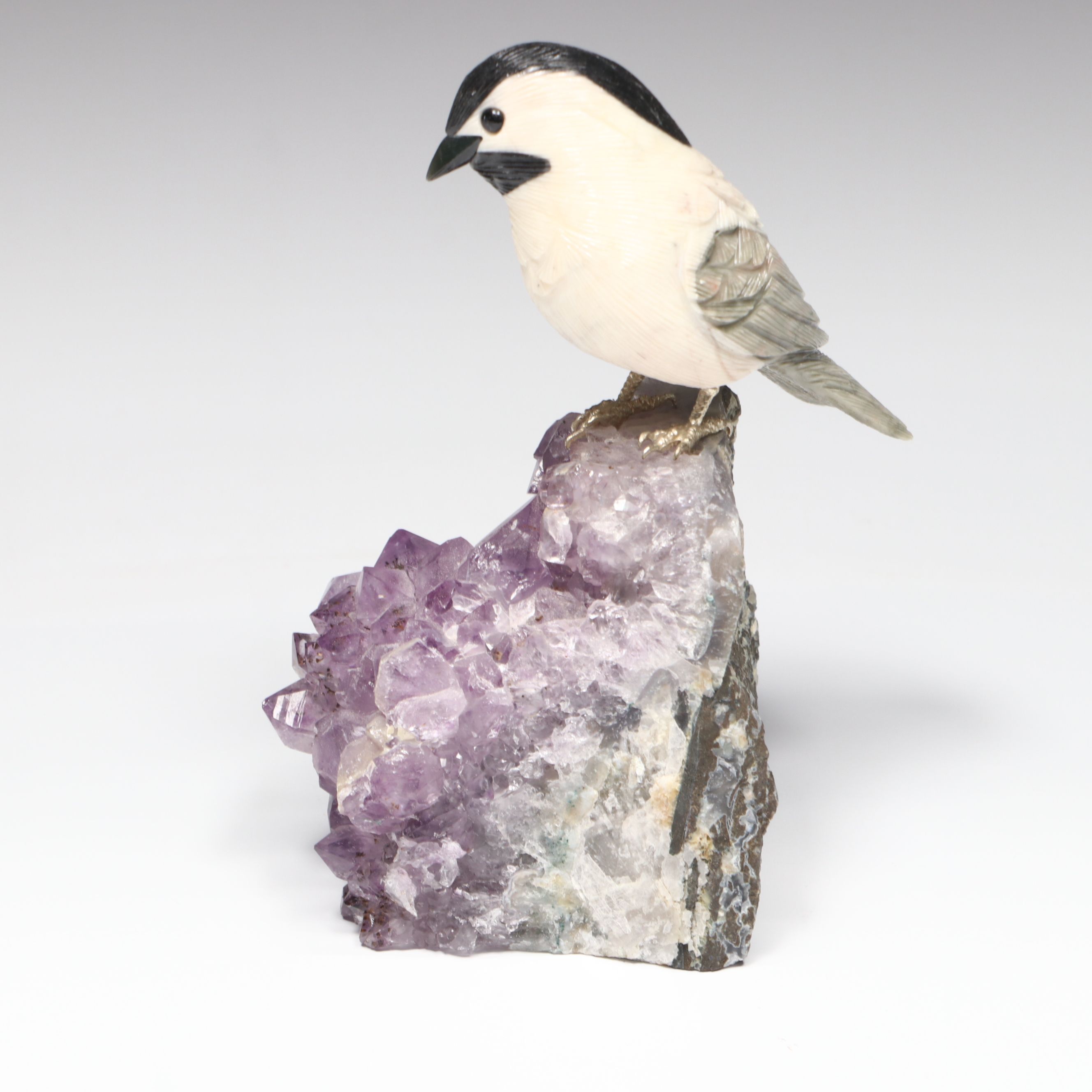 Carved Bird on Amethyst Base