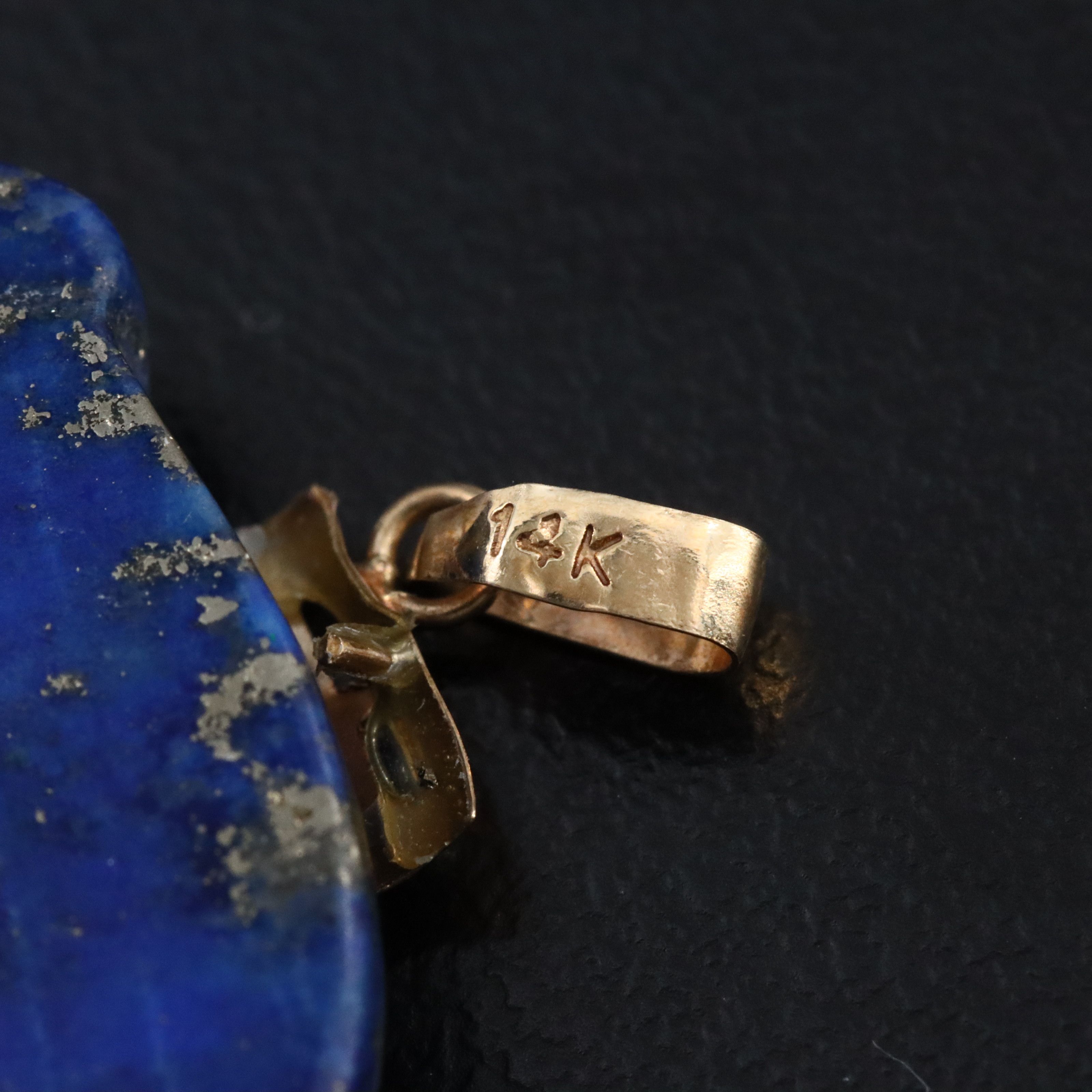 14K Lapis Lazuli Longevity Lucky Elephant Pendant