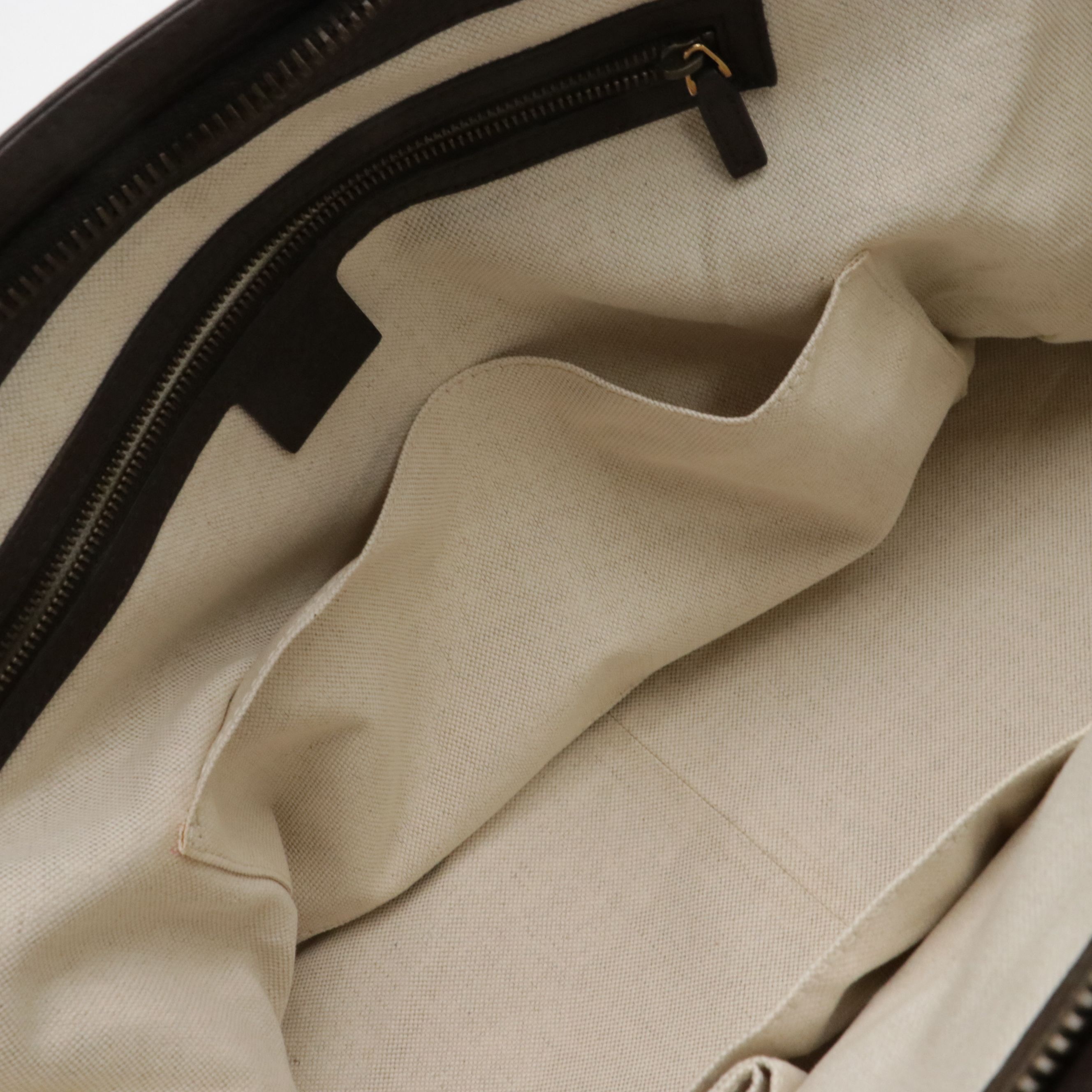 Gucci 1973 Large Zippered Handbag in Brown Calfskin Leather and Diamante Canvas