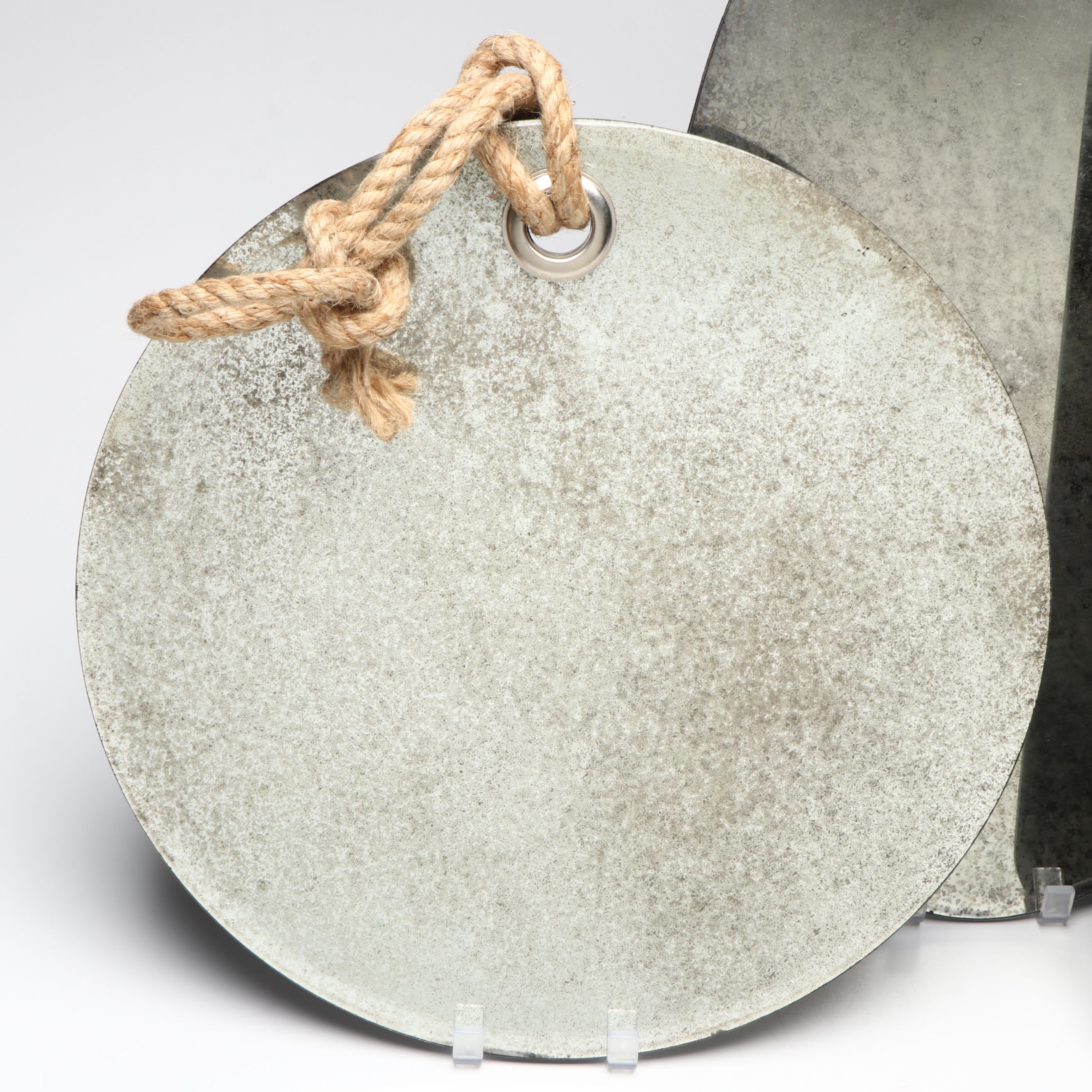 Rustic Distressed Glass and Rope Wall Mirrors