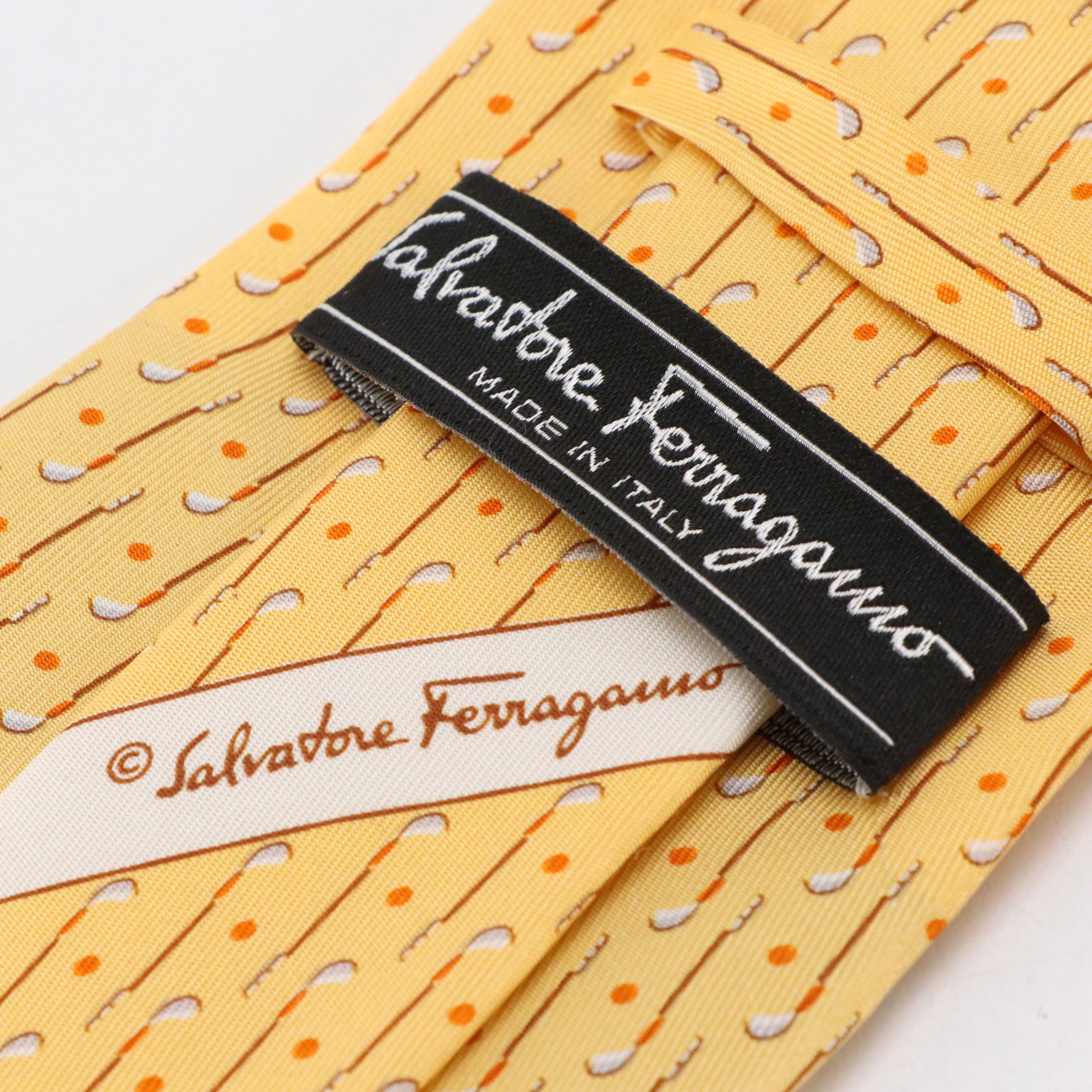 Salvatore Ferragamo Golf Motif Silk Twill Necktie