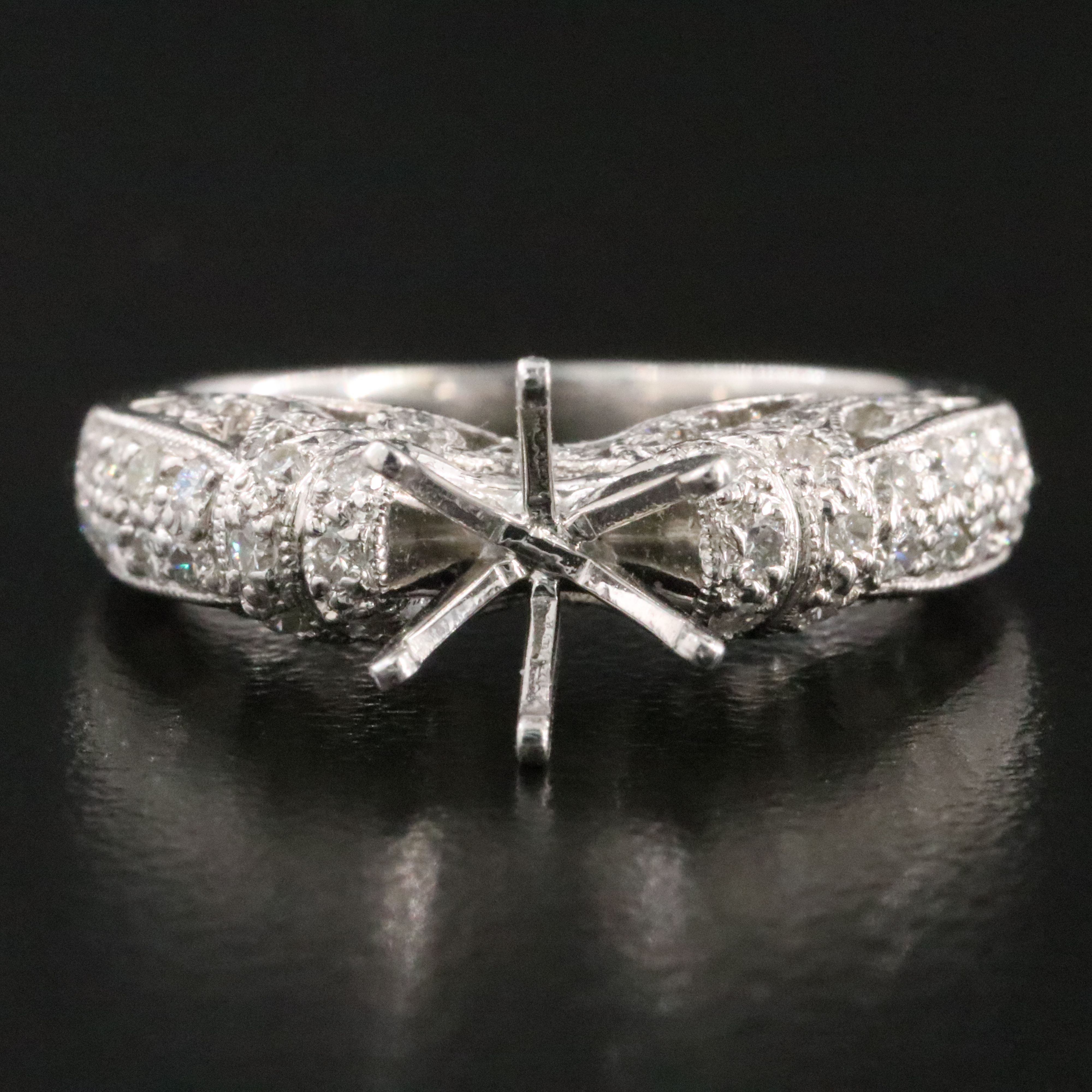 Platinum 0.52 CTW Diamond Semi Mount Ring