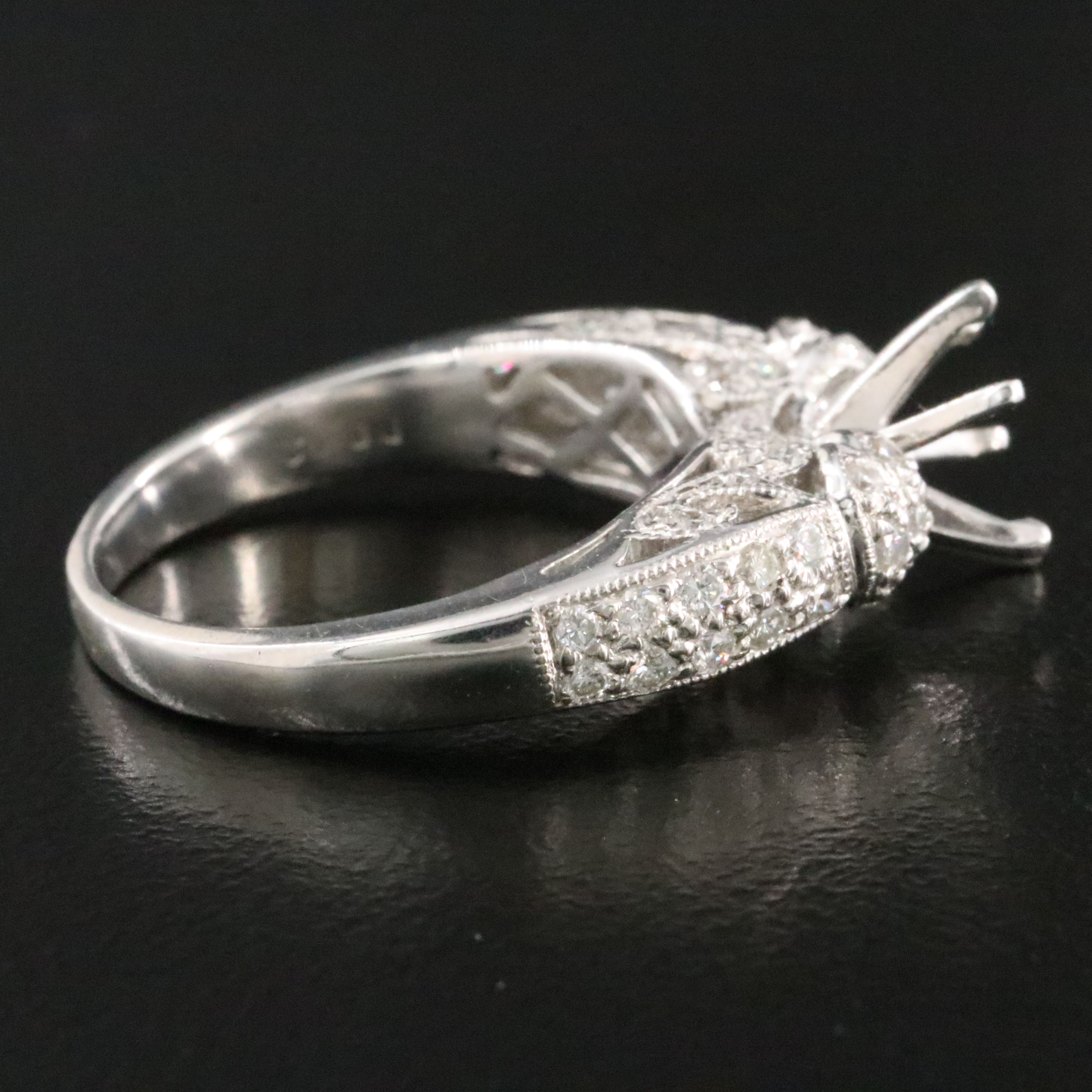 Platinum 0.52 CTW Diamond Semi Mount Ring