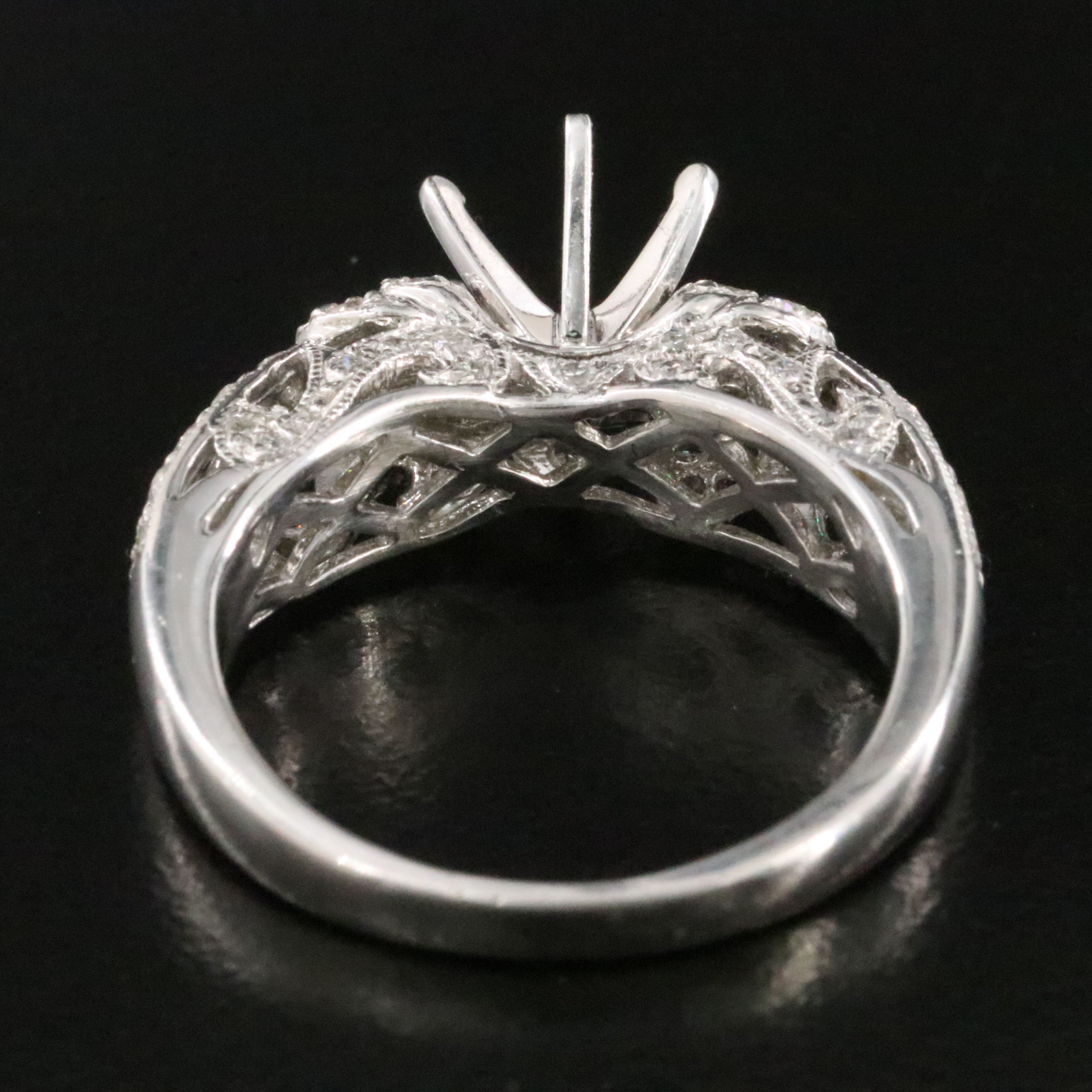 Platinum 0.52 CTW Diamond Semi Mount Ring